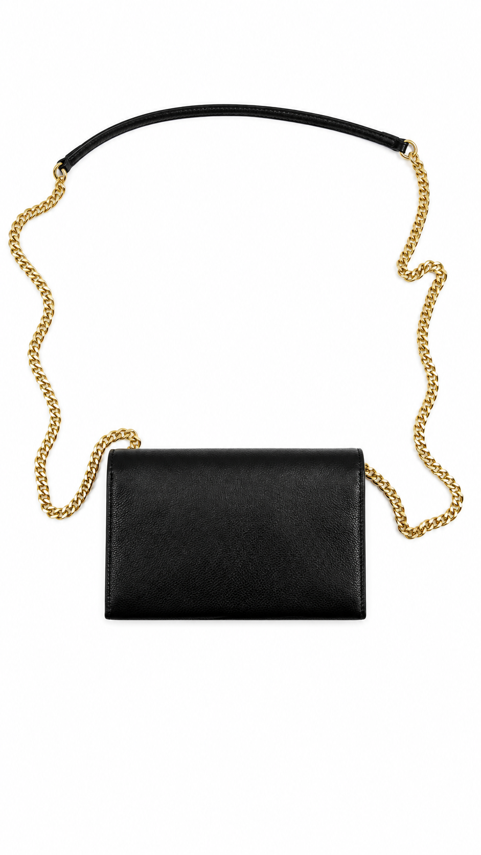 Sac Pochette à Chaîne Saint Laurent Cassandre Grain de Poudre noir taille UNI, vue de dos avec sa chaîne — vue 3