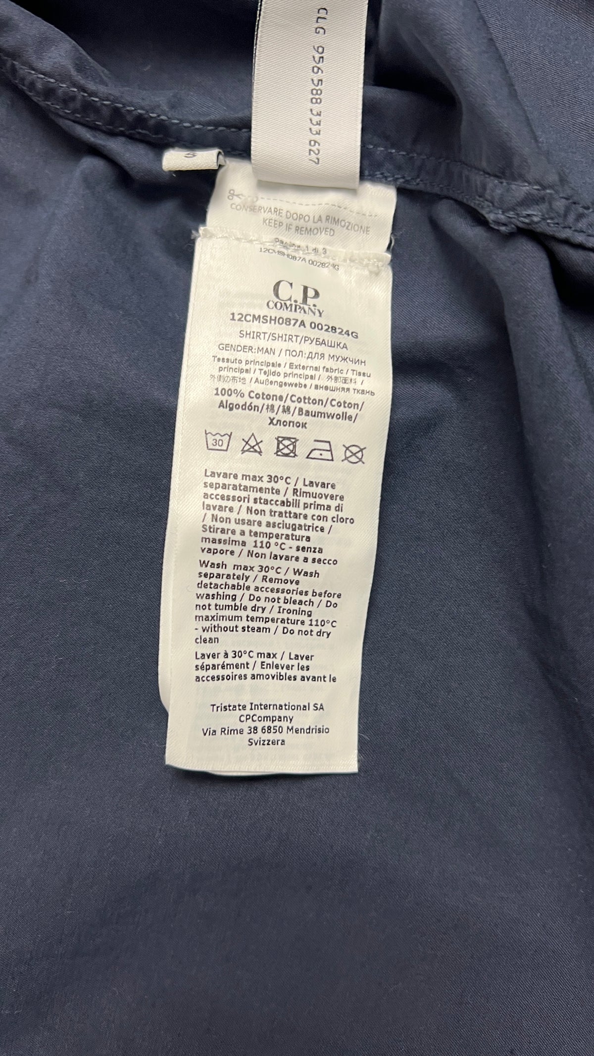 Surchemise Zippée C.P Company Gabardine, Marine, Taille S — photographie complémentaire 6