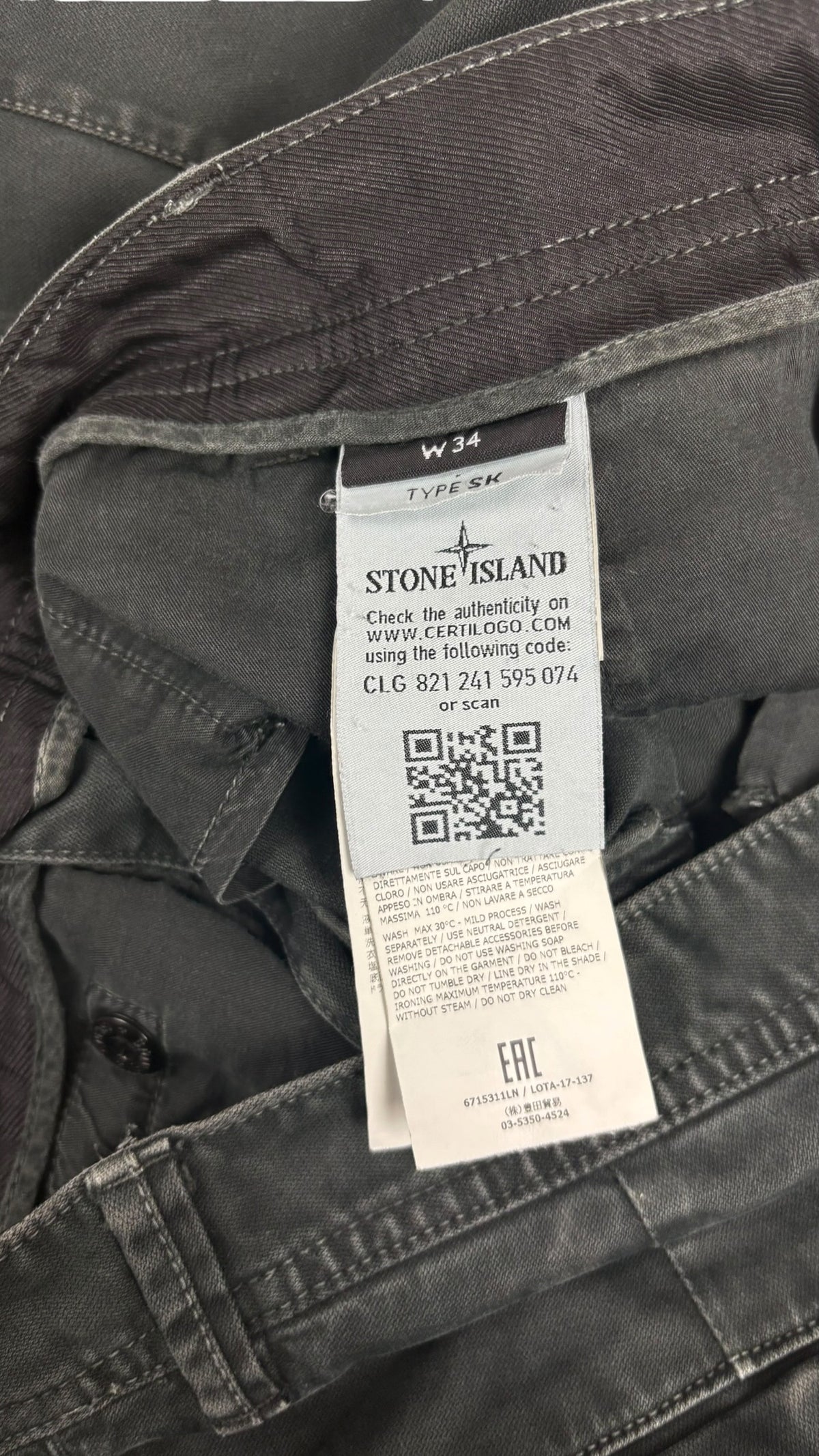Stone Island Cargo Trousers - Petrol Green - Size W34