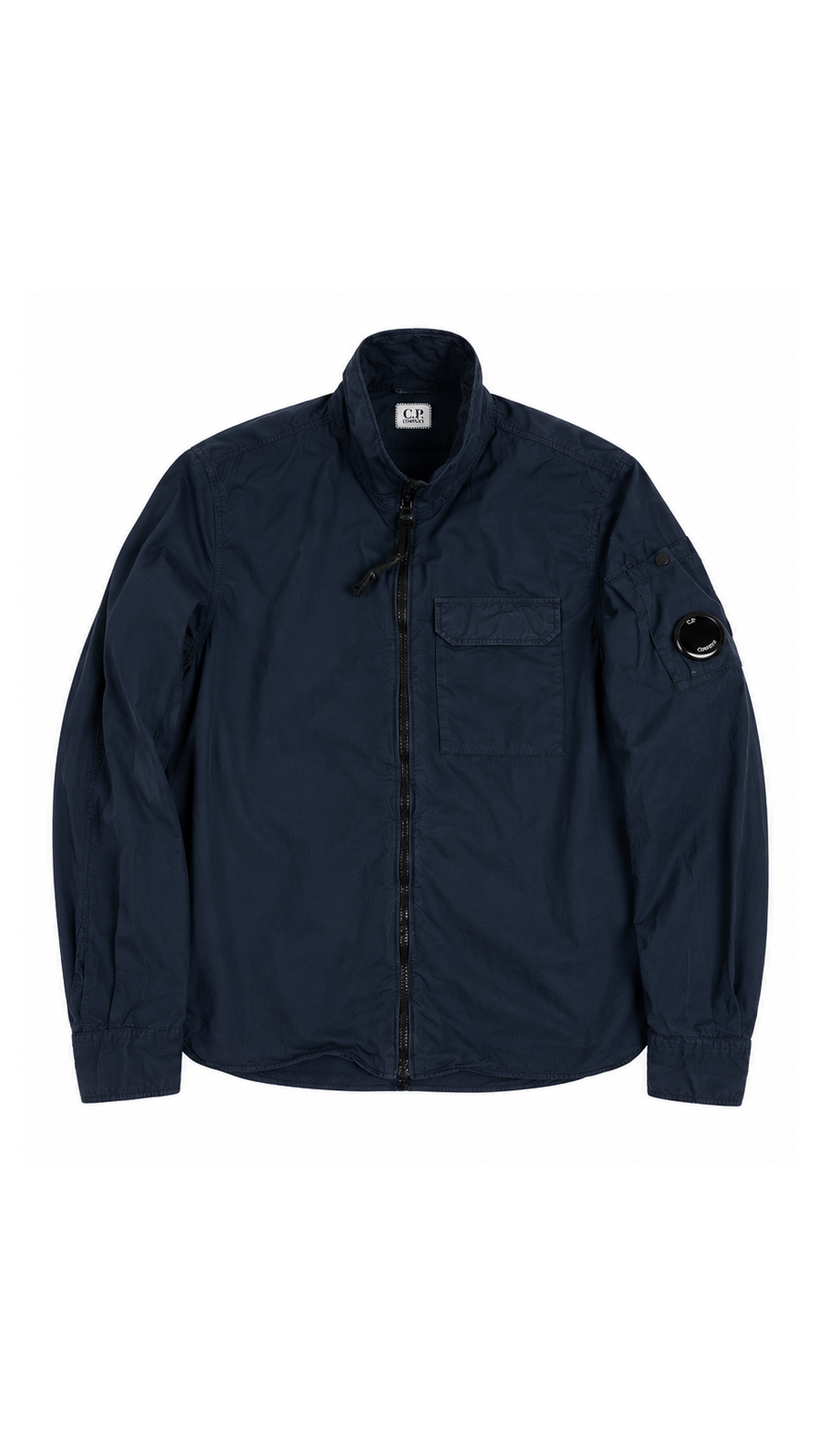 Sovracamicia con zip C.P Company in gabardine, Blu navy, Taglia S — foto principale