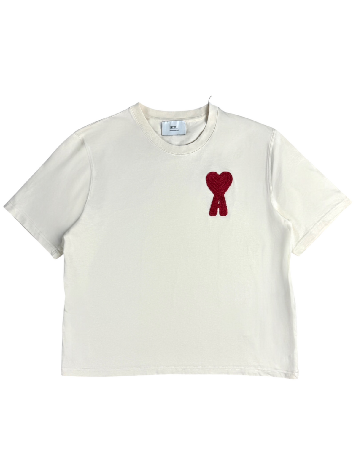Tee-shirt Ami Paris cœur rouge crème taille S - Vue de face
