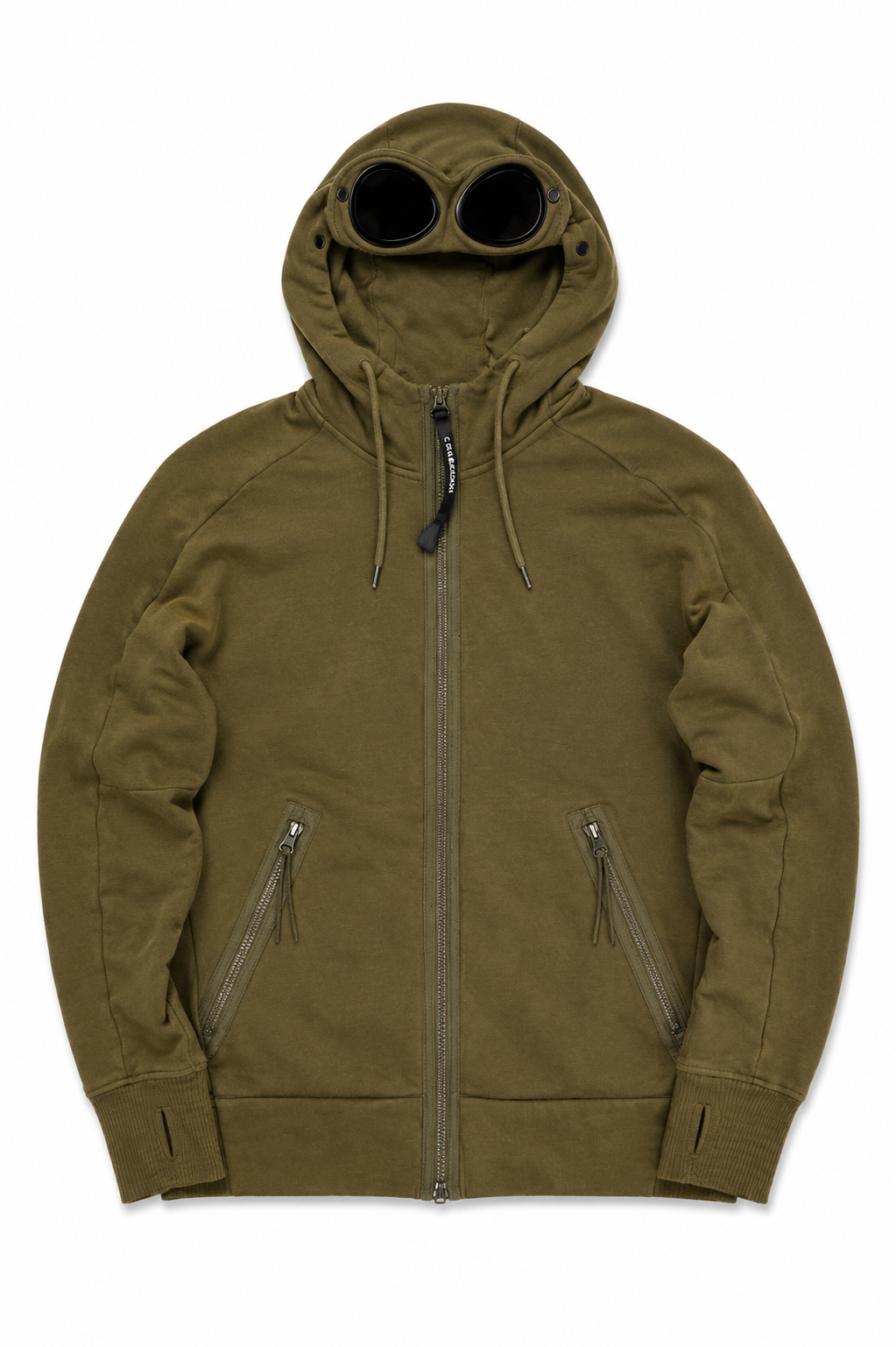 Sweat-shirt Hoodie Zippé C.P Company Goggle kaki taille XS, seconde main authentifiée NB08 — vue 1