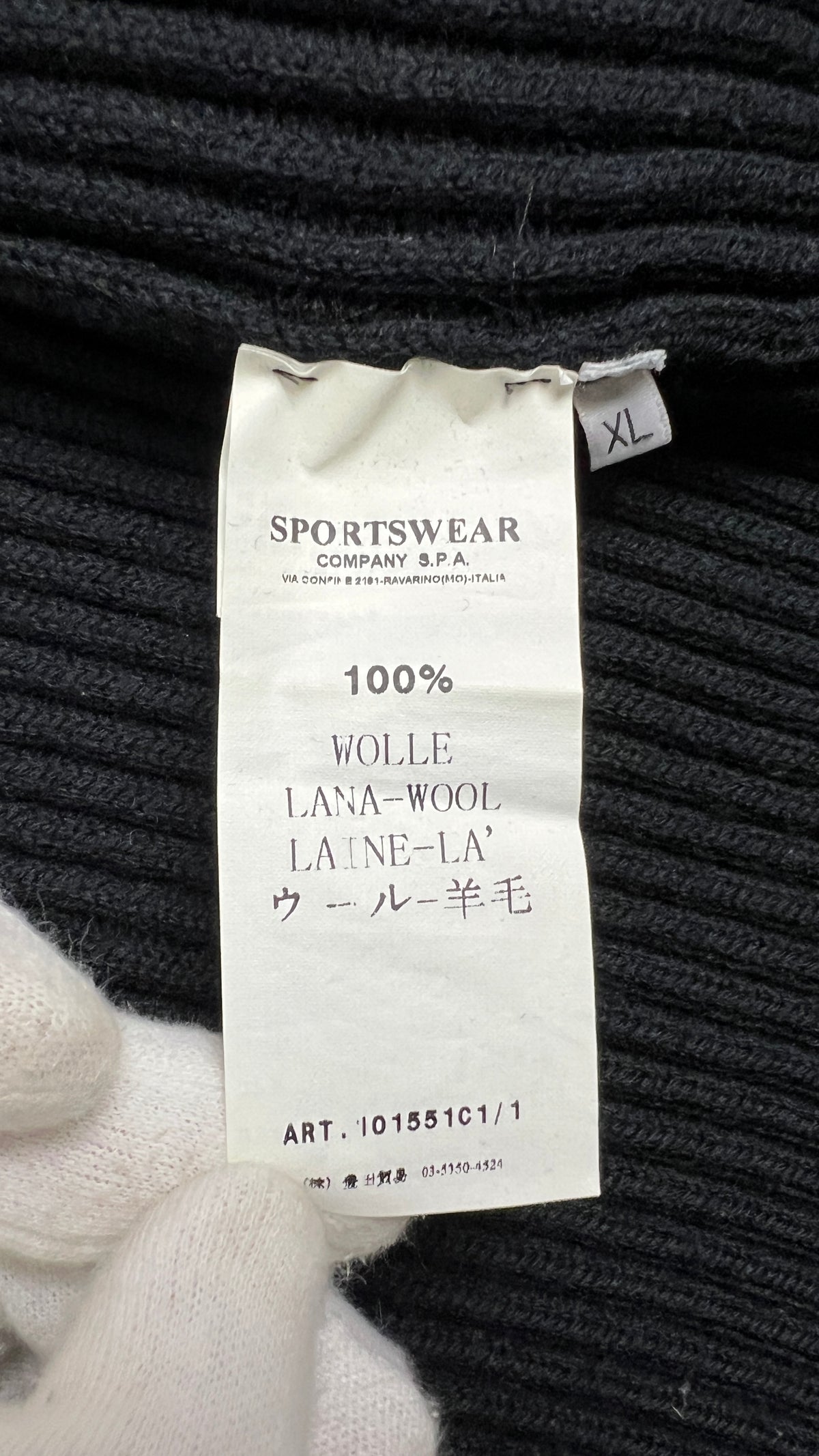 Cardigan Zippé Stone Island Vintage en Laine Côtelée noir, taille XL – photo complémentaire 3 – NB08 Shop