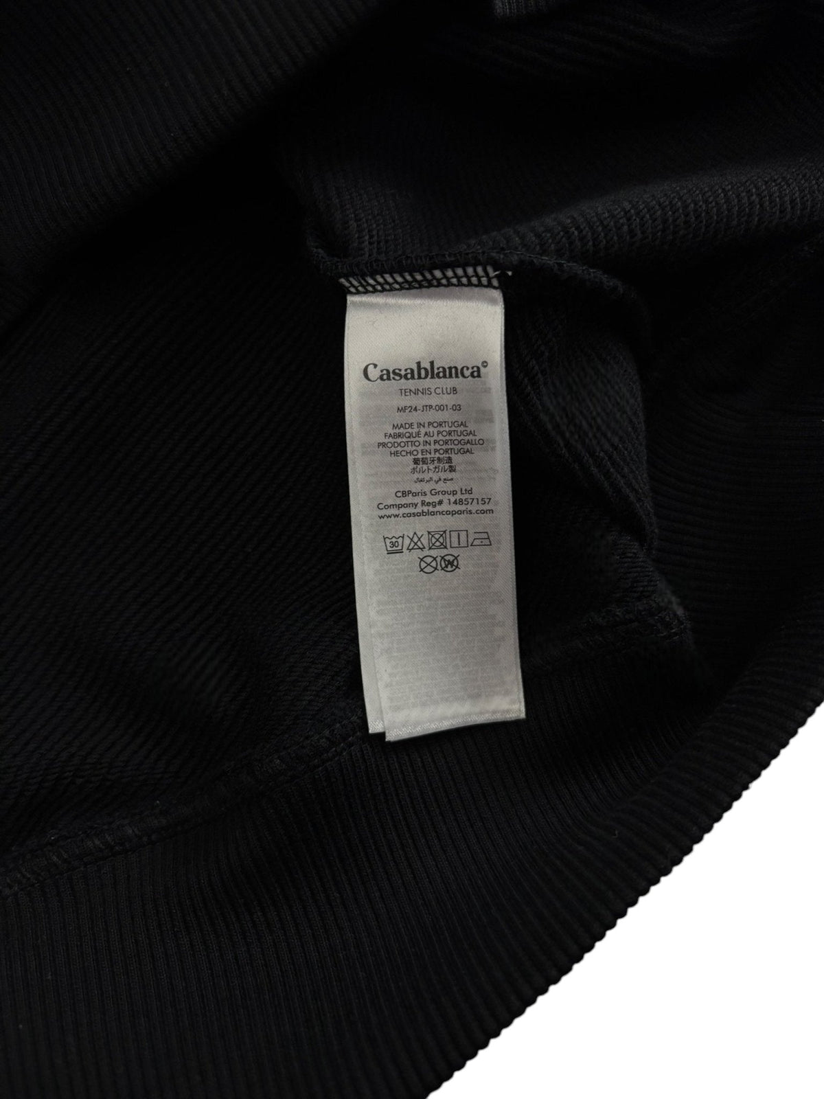 Pull Crewneck Casablanca noir, détail logo et étiquette — vue 4