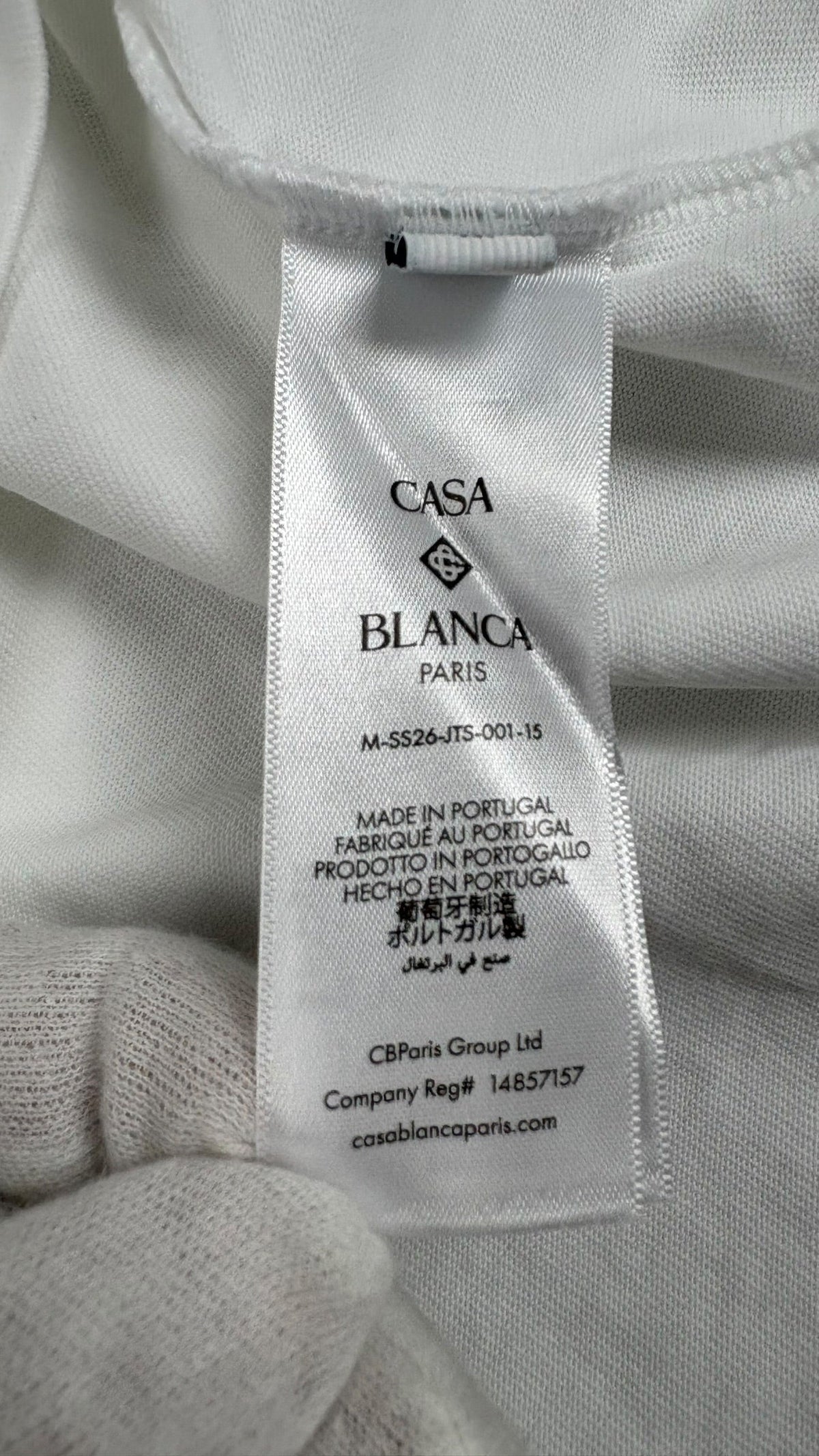 Casablanca Tennis Landscape T-shirt, white, new, labels and finishing detail — view 4