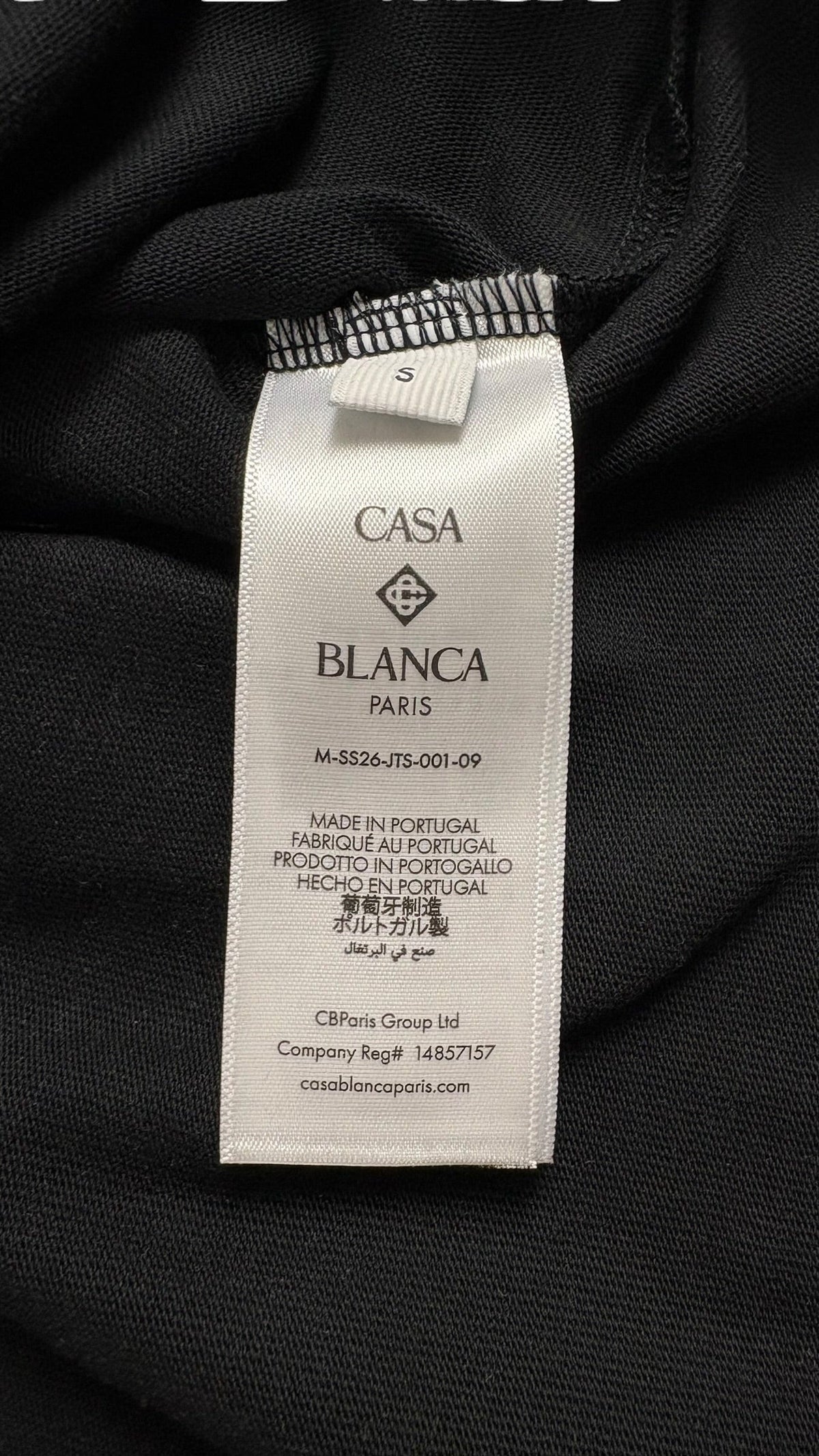 Tee-shirt Casablanca Tennis Landscape noir, neuf, détail étiquettes et finitions — vue 4