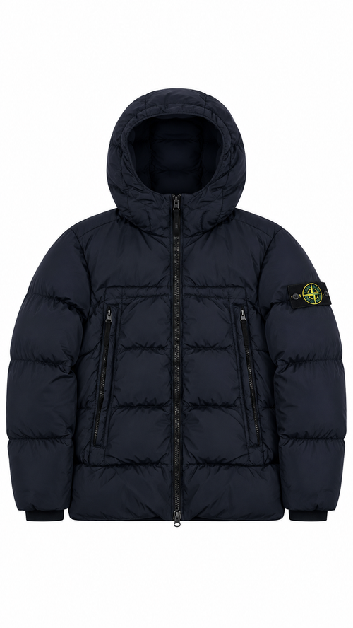 Doudoune à Capuche Stone Island Garment Dyed Crinkle Reps NY Down - Marine - Taille M