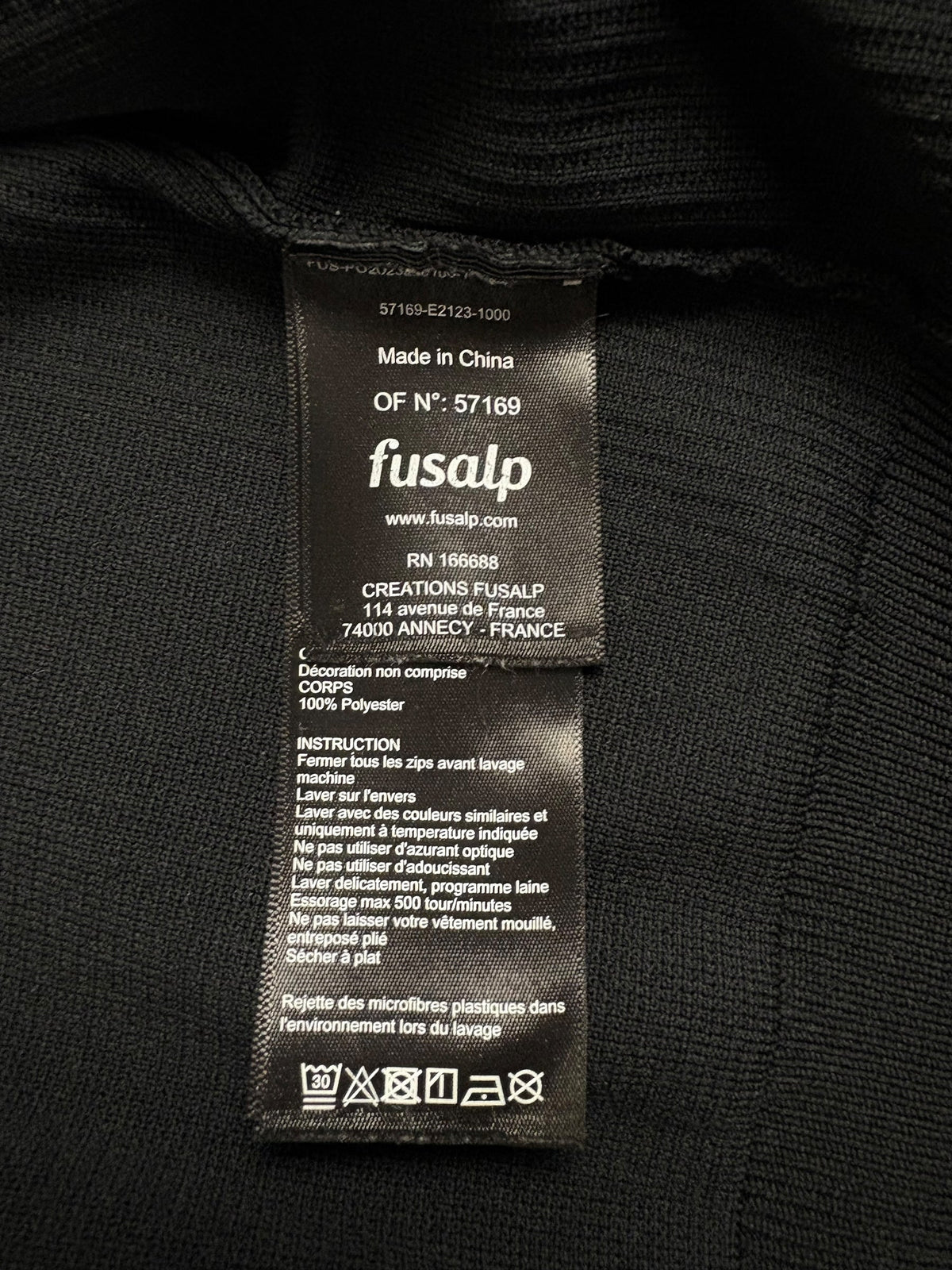 Gilet Fusalp noir taille M - Détail