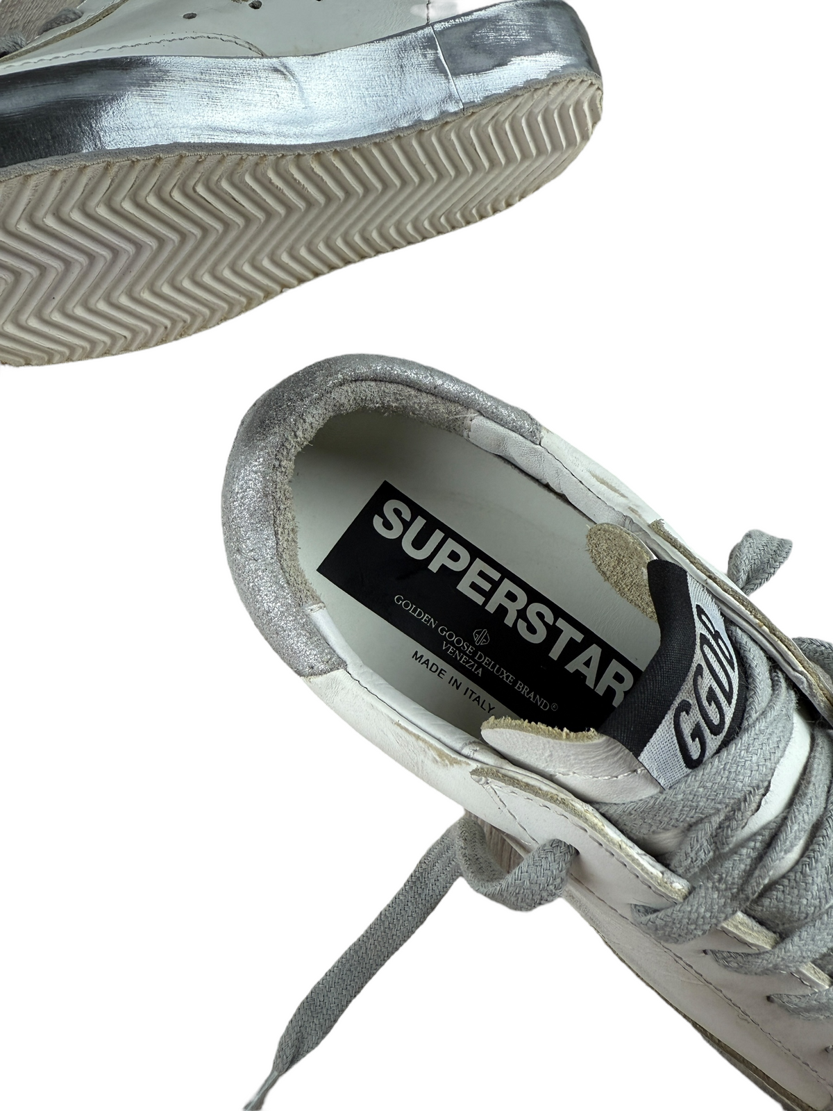 Sneaker Golden Goose in Weiß, Größe 34 - Logo und Etikett