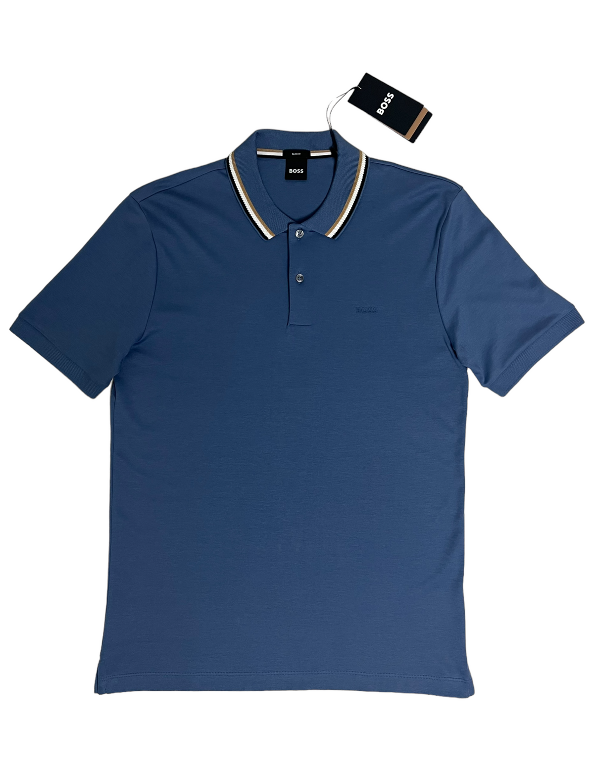 Polo Hugo Boss bleu taille S - Vue de face