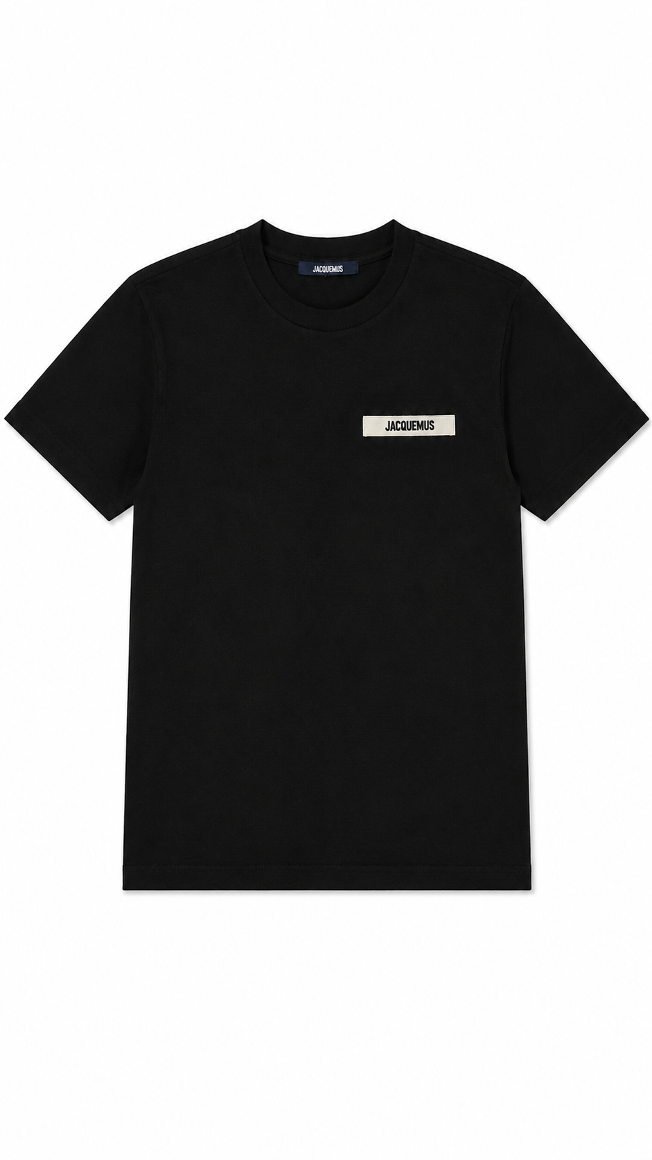 T-shirt Gros Grain Jacquemus noir neuf, ruban logo gros-grain brodé sur la poitrine — vue 1