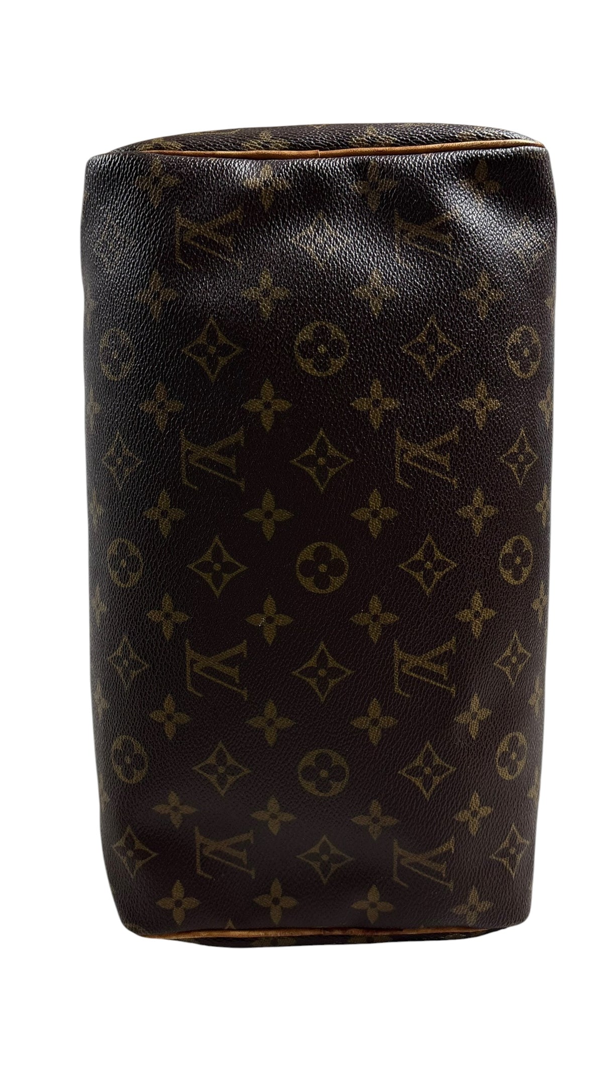 Sac Louis Vuitton Speedy 30 toile Monogram marron, détail base et coins — vue 7