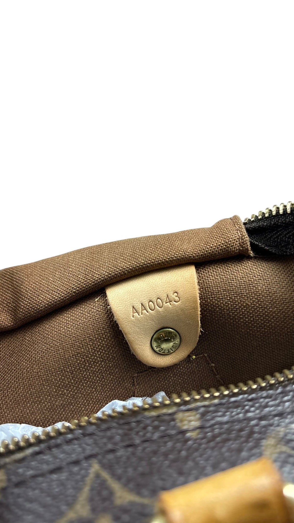 Sac Louis Vuitton Speedy 30 toile Monogram marron, code date AA0043 — vue 8