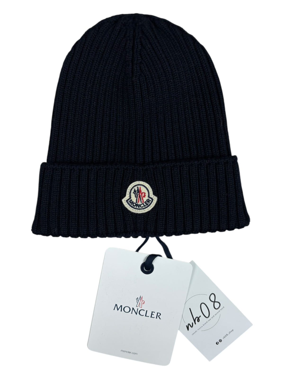 Bonnet Moncler marine taille S, détail étiquette — vue 4