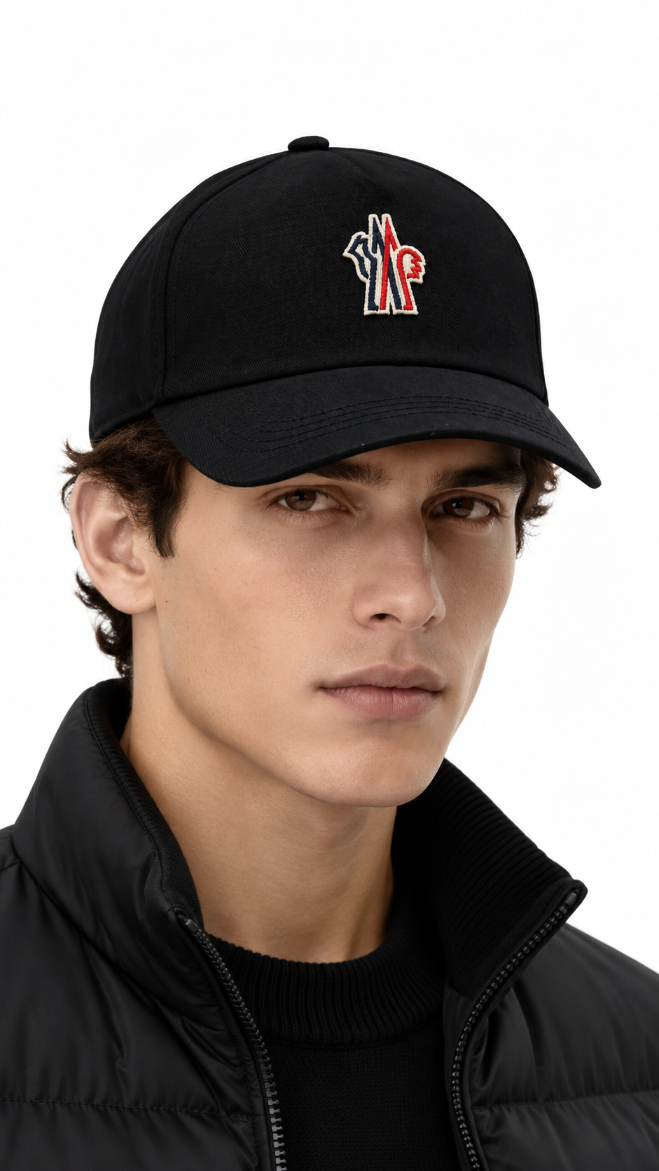 Casquette Moncler Grenoble Maille Alpaga Logo noir, détail étiquettes et finitions — vue 4