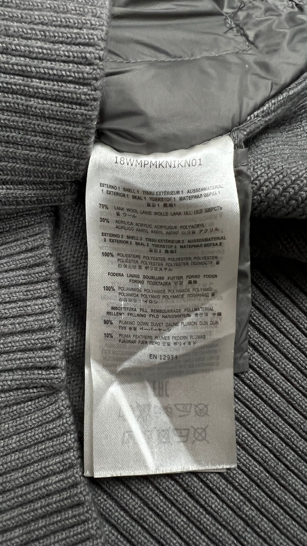 Veste Parajumpers Knitwear gris, détail étiquettes et finitions — vue 6