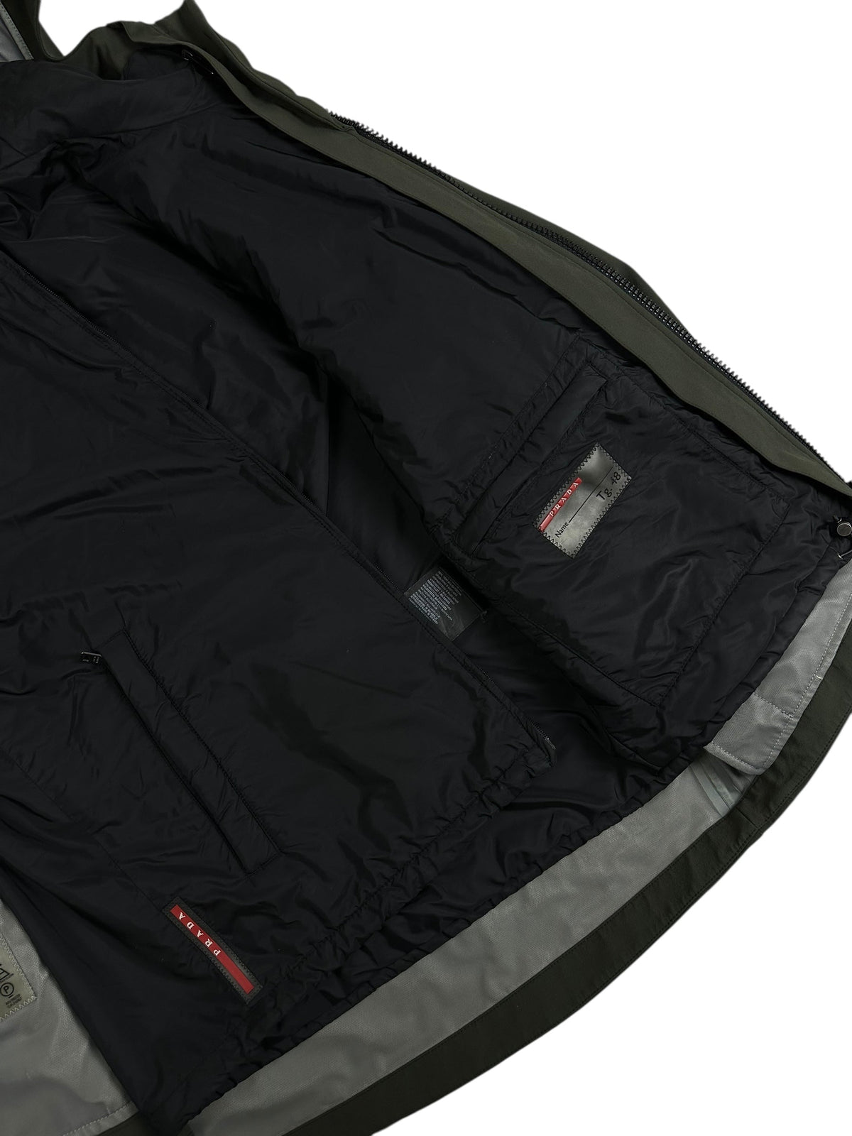 Veste Prada kaki / noir taille 48 - Logo et étiquette