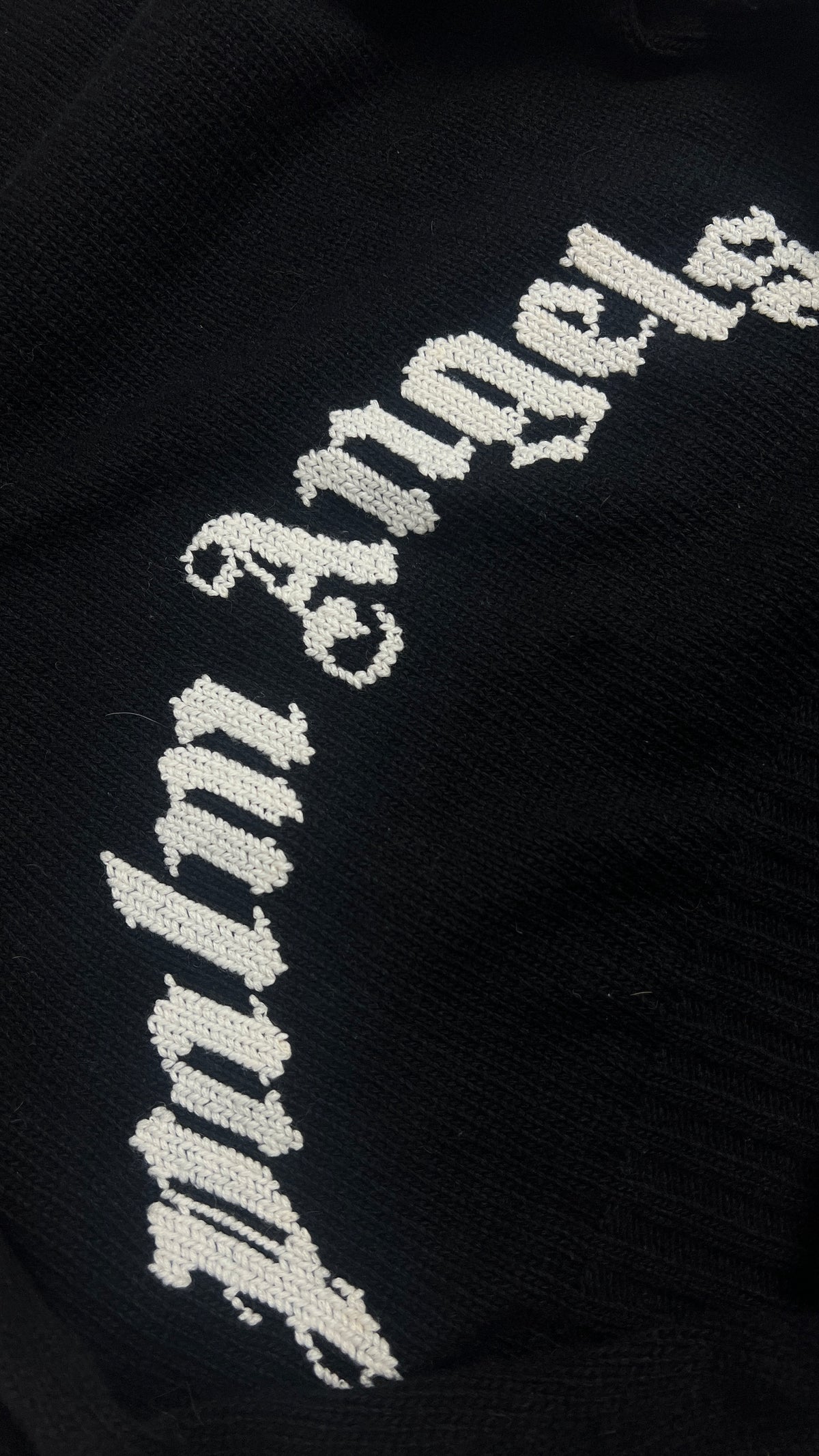 Pull Crewneck Palm Angels Curved Logo en Laine noir, taille S – photo complémentaire 1 – NB08 Shop