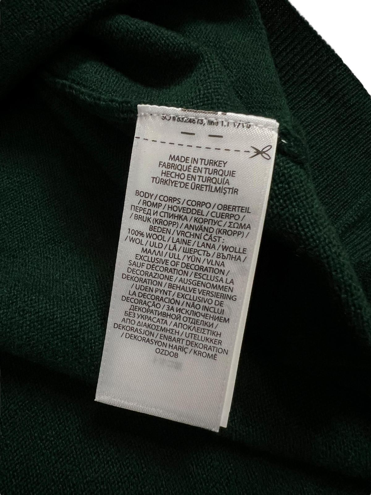 Pull Crewneck Ralph Lauren vert, détail étiquettes et finitions — vue 6