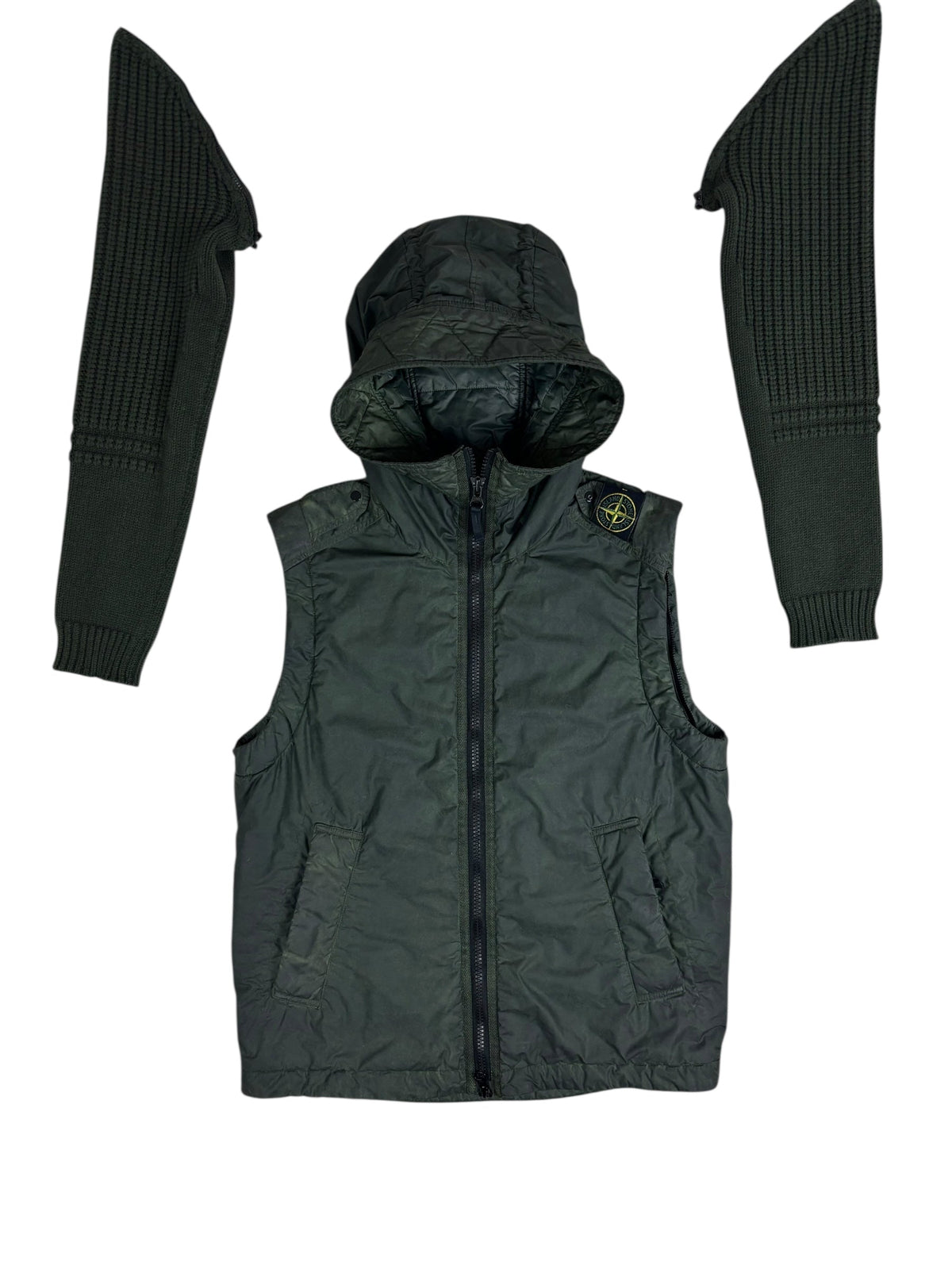 Cardigan Stone Island kaki taille M - Logo et étiquette
