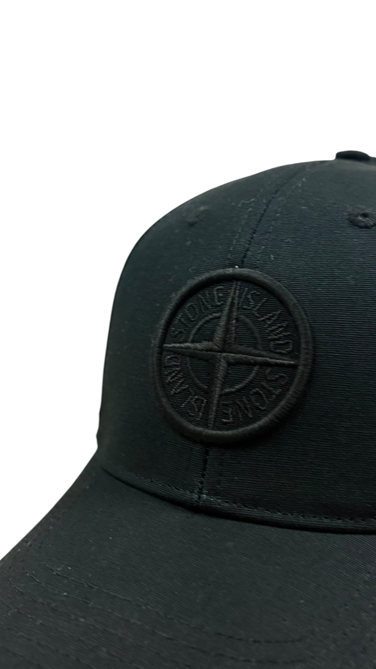 Casquette Stone Island noir taille UNI, détail matière et finitions — vue 3