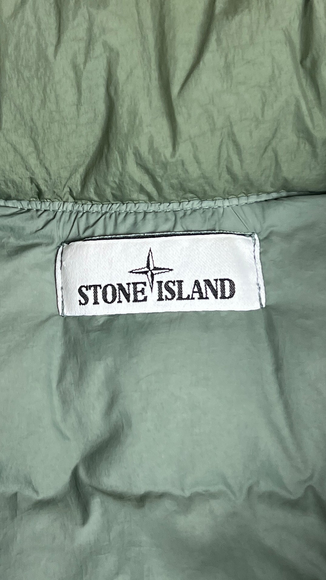 Stone Island Garment Dyed Crinkle Reps NY Down jacket, green, size S, labels and finishing detail — view 5
