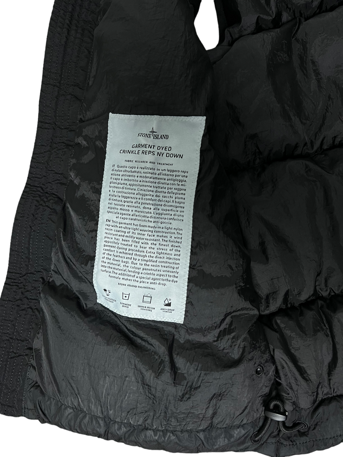 GILET À CAPUCHE STONE ISLAND GARMENT DYED CRINKLE REPS NY DOWN - NB08