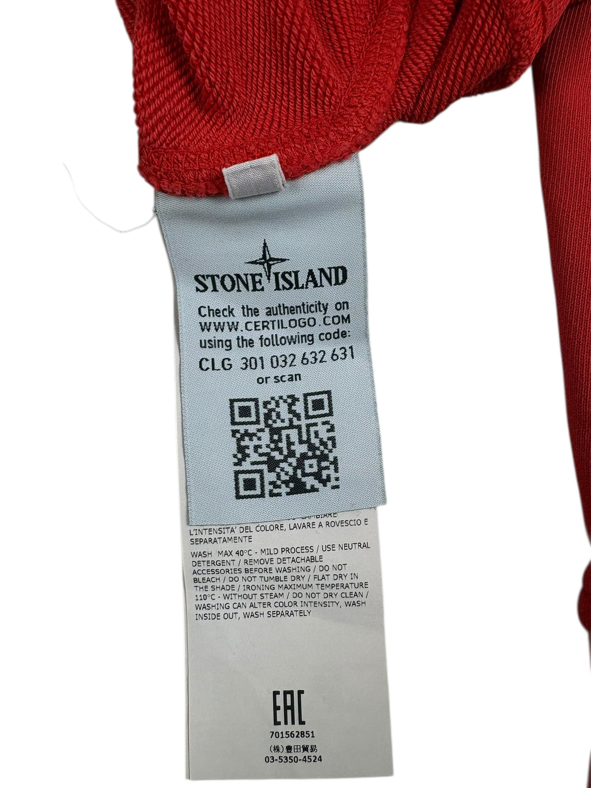 Hoodie Stone Island corail taille L - Logo et étiquette