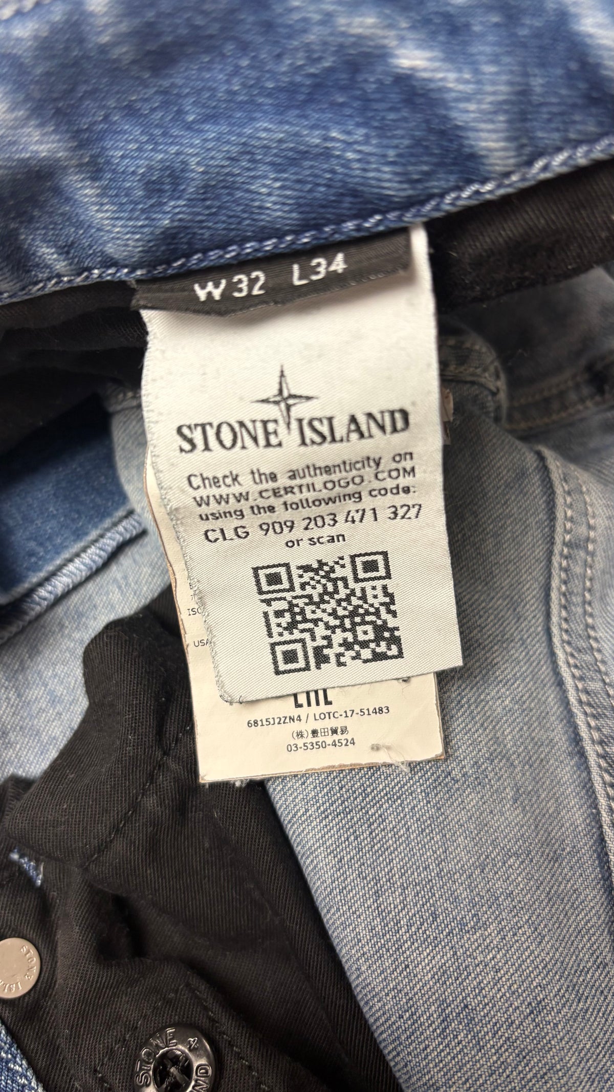 Stone Island jeans, blue, size W32, labels and finishing detail — view 4