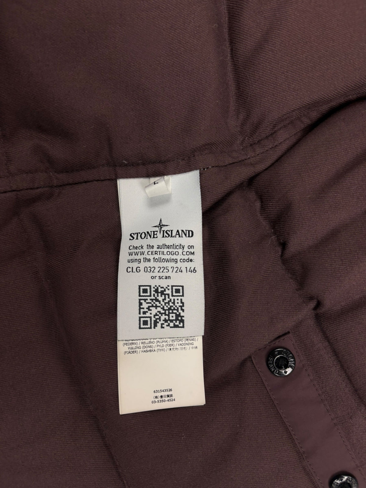 Parka Stone Island bordeaux taille L - Vue côté