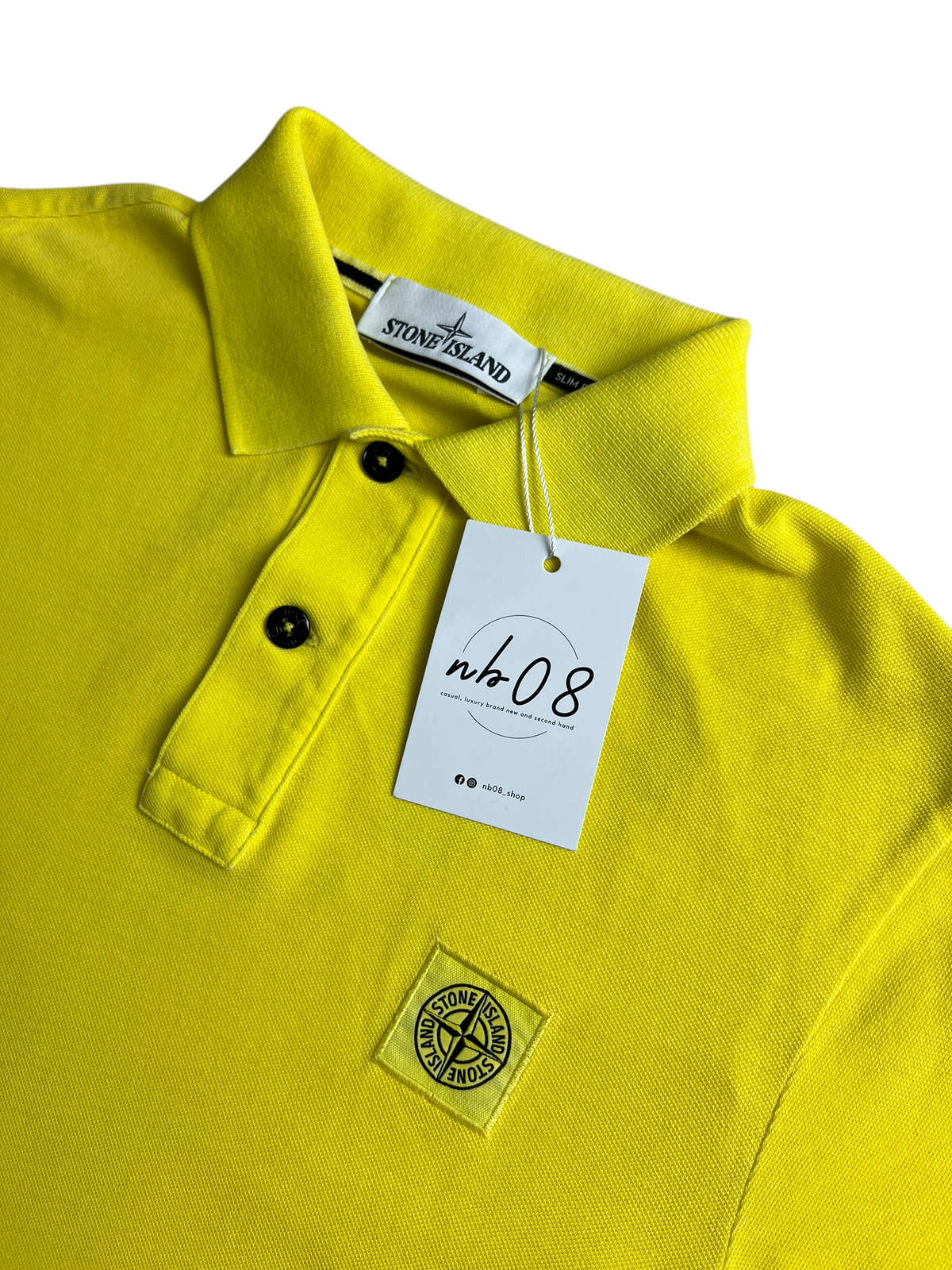 Polo Stone Island jaune taille S - Détail