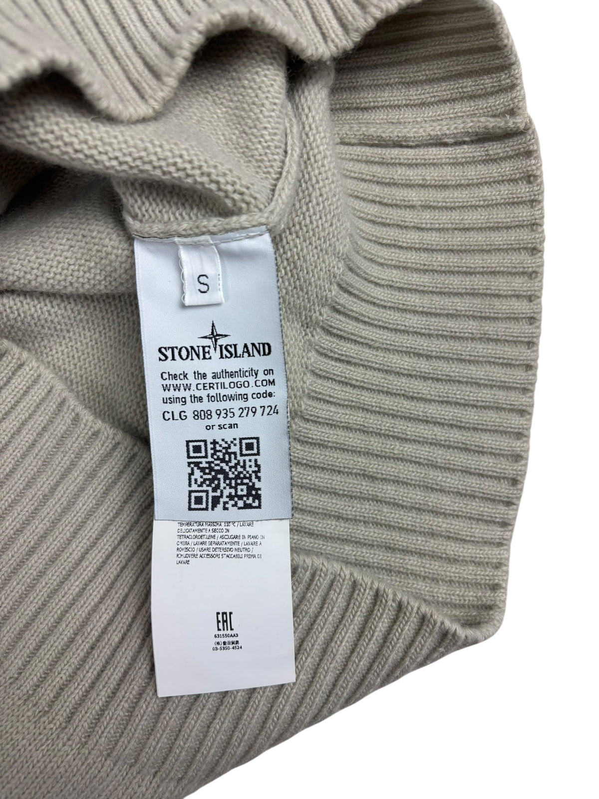 Pull Stone Island crème taille S - Logo et étiquette