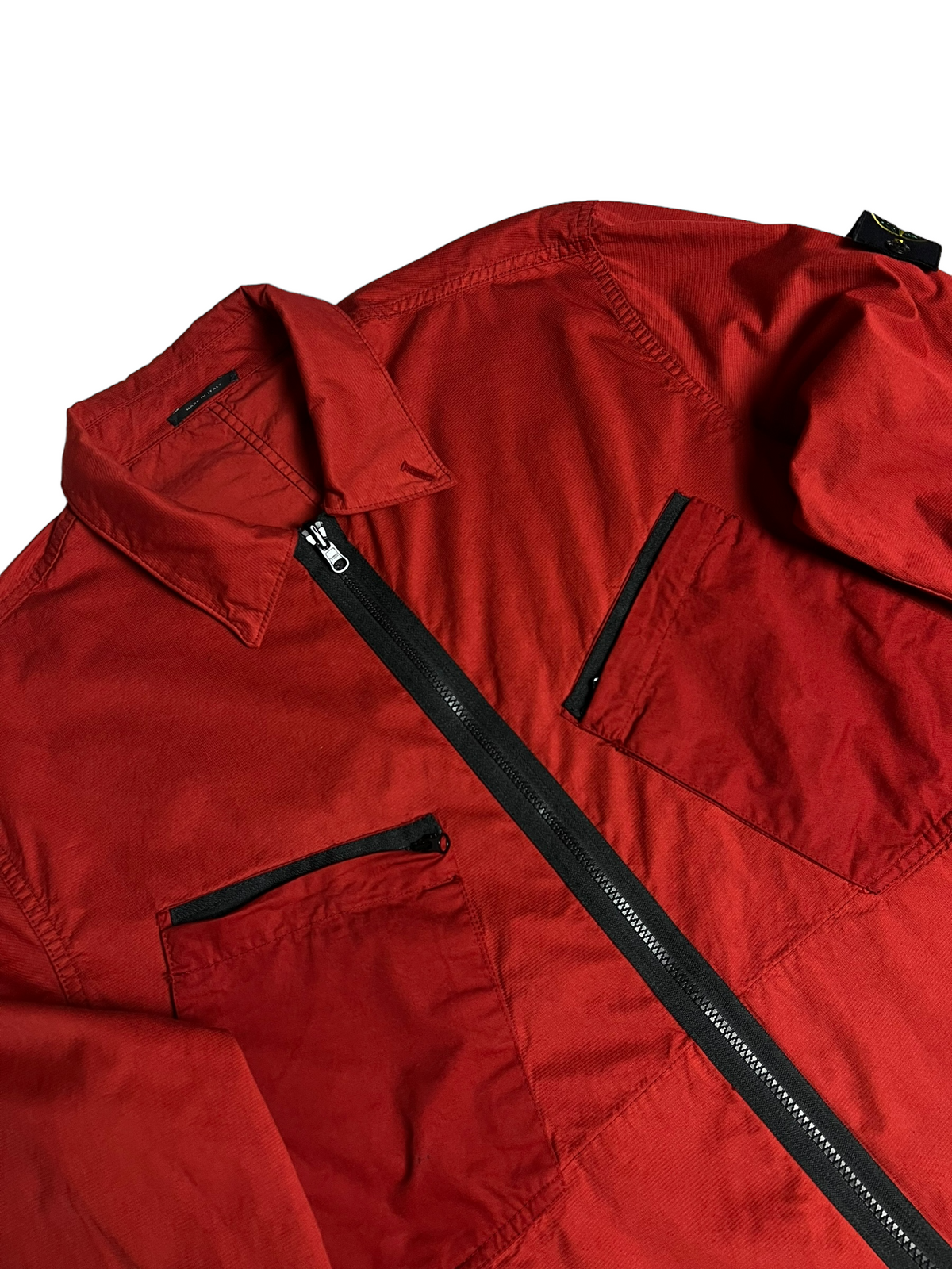 Surchemise Stone Island rouge taille XXL - Logo et étiquette