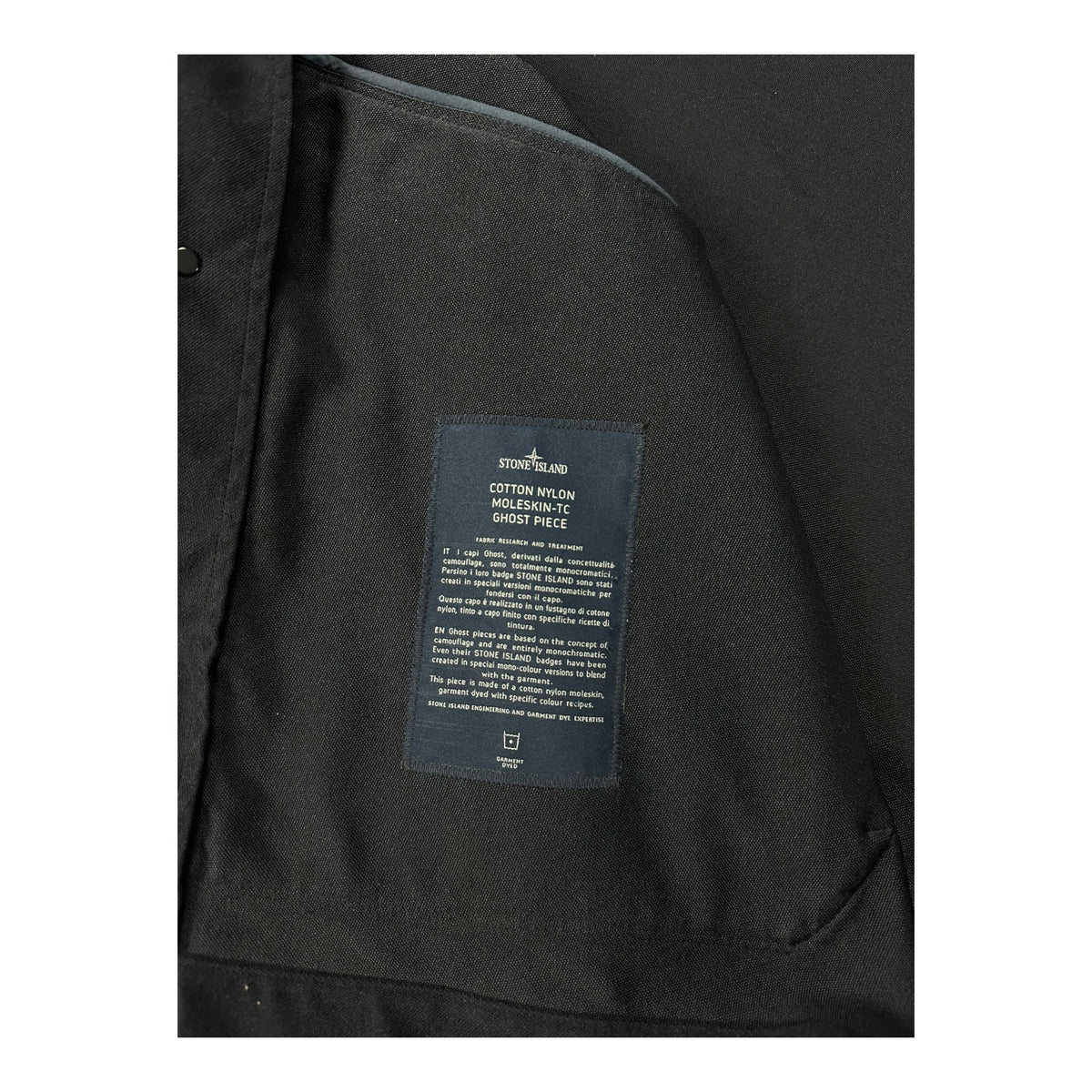 VESTE STONE ISLAND COTTON NYLON MOLESKIN-TC GHOST PIECE - NB08