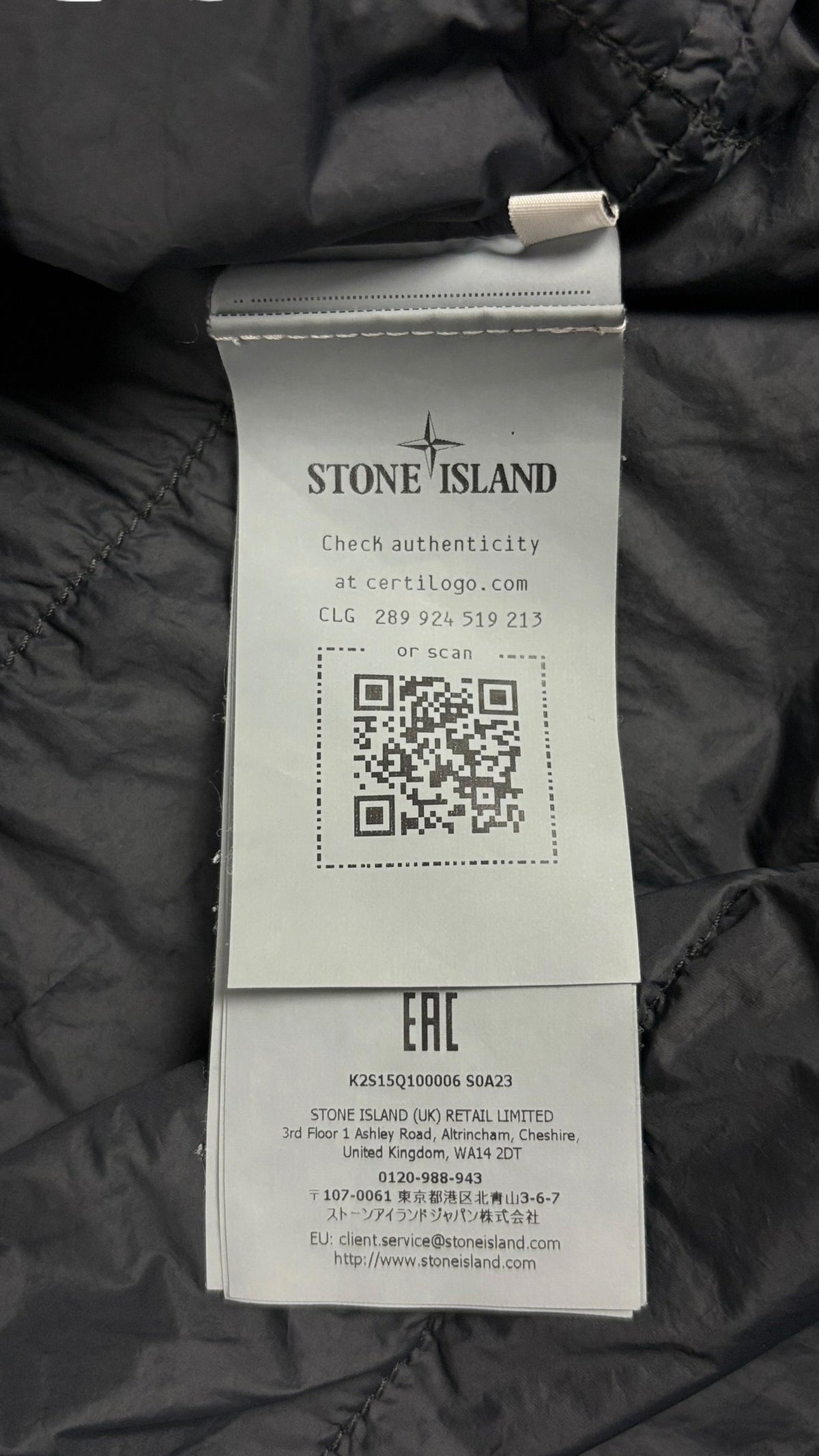 Veste Stone Island noir taille M - Logo et étiquette