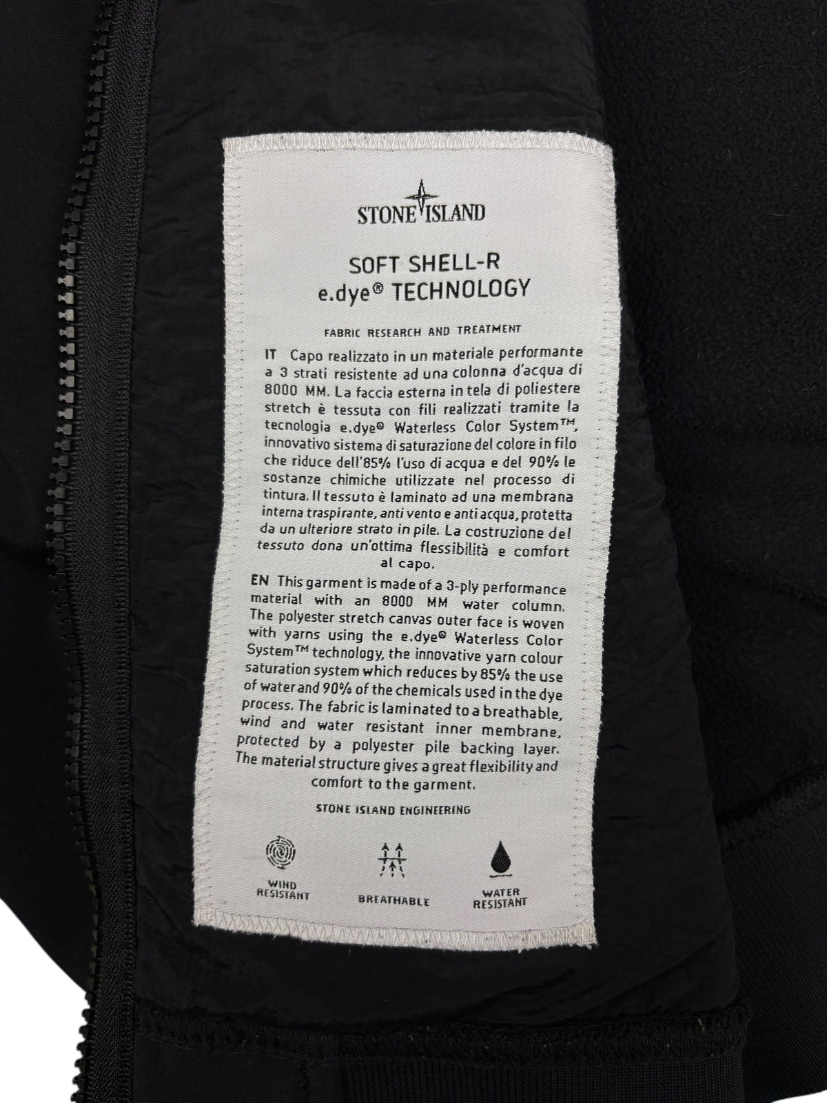 Veste Stone Island noir taille S - Logo et étiquette