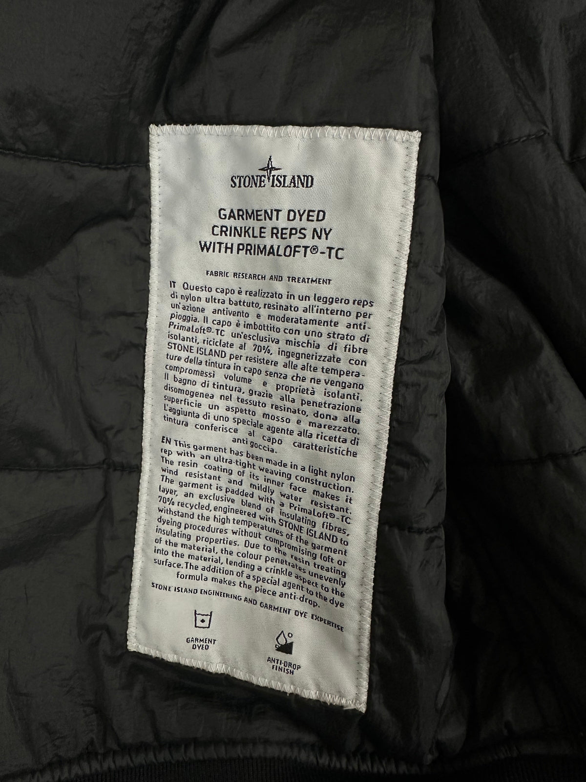 Veste Stone Island noir taille S - Logo et étiquette