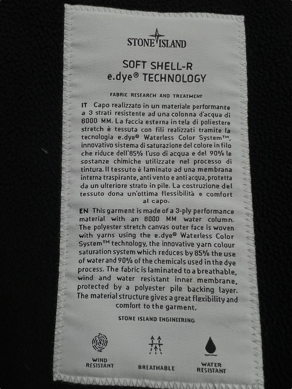 Veste Stone Island noir taille XXXL - Logo et étiquette