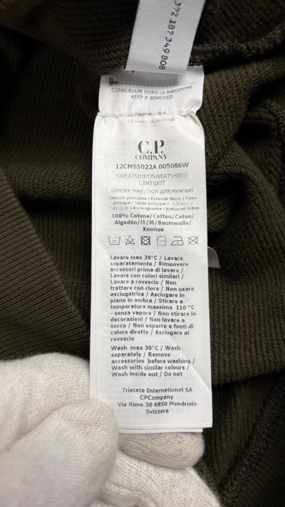 Sweat-shirt Crewneck C.P Company Lens Kaki Taille S – photo complémentaire 4 – NB08 Shop