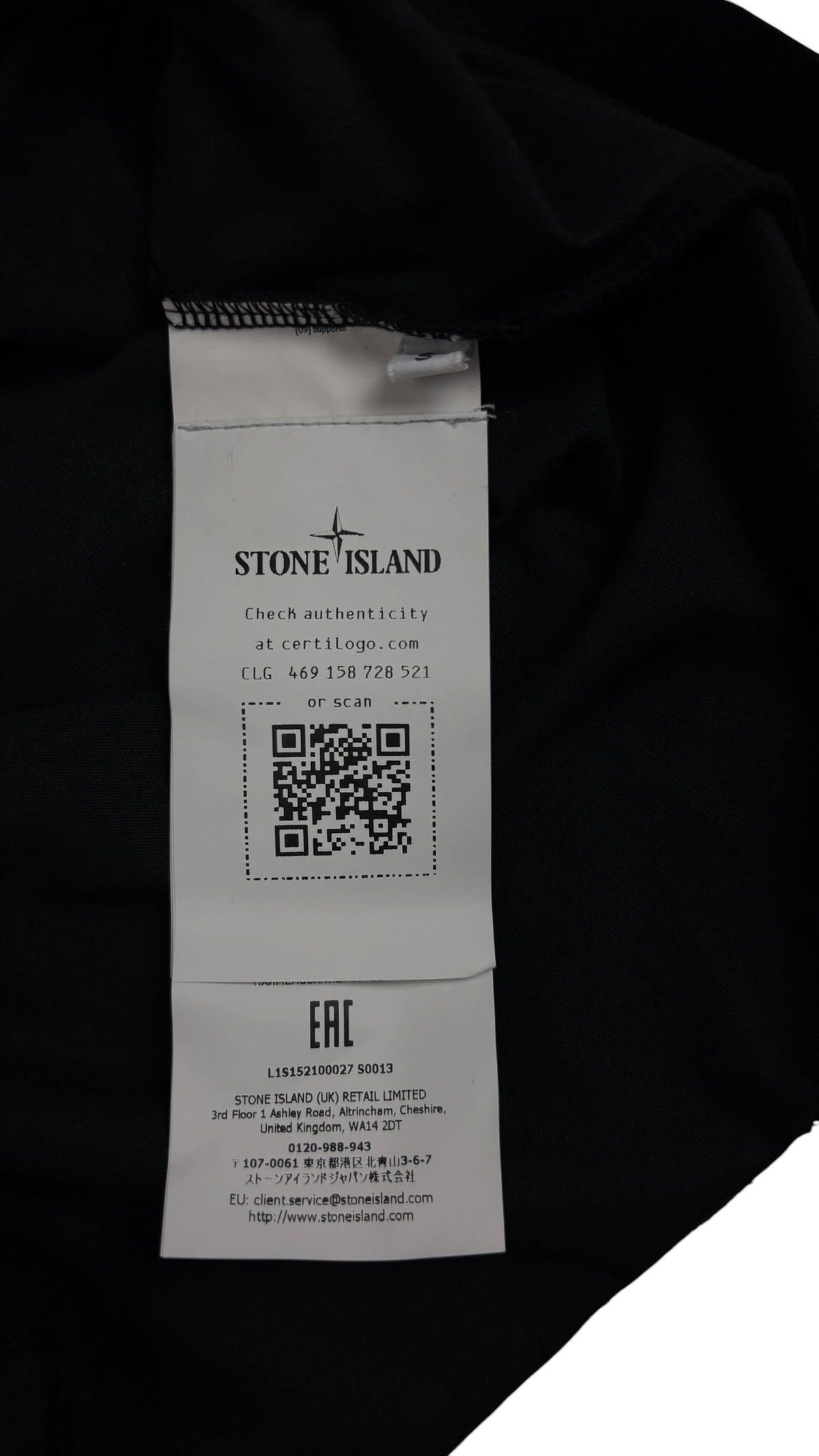 T-shirt Stone Island Compass noir collection 2026 neuf avec étiquettes - détail | Authentique NB08