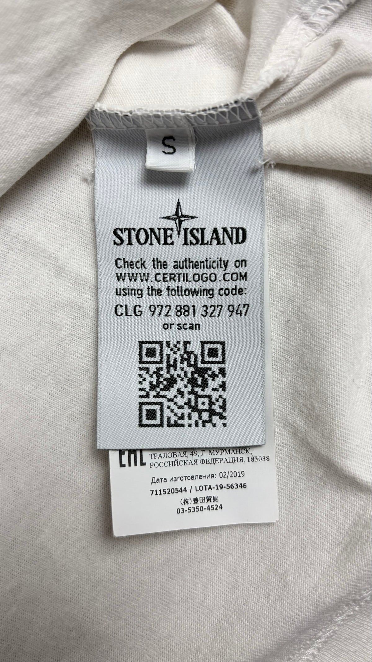 Tee-shirt Manches Longues à Capuche Stone Island Logo Brodé Blanc Taille S – photo complémentaire 2 – NB08 Shop