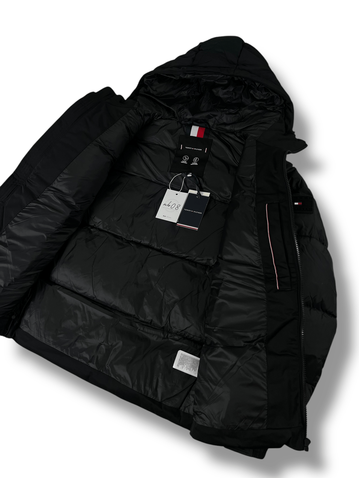 Tommy Hilfiger down jacket, black, material and finishing detail — view 4