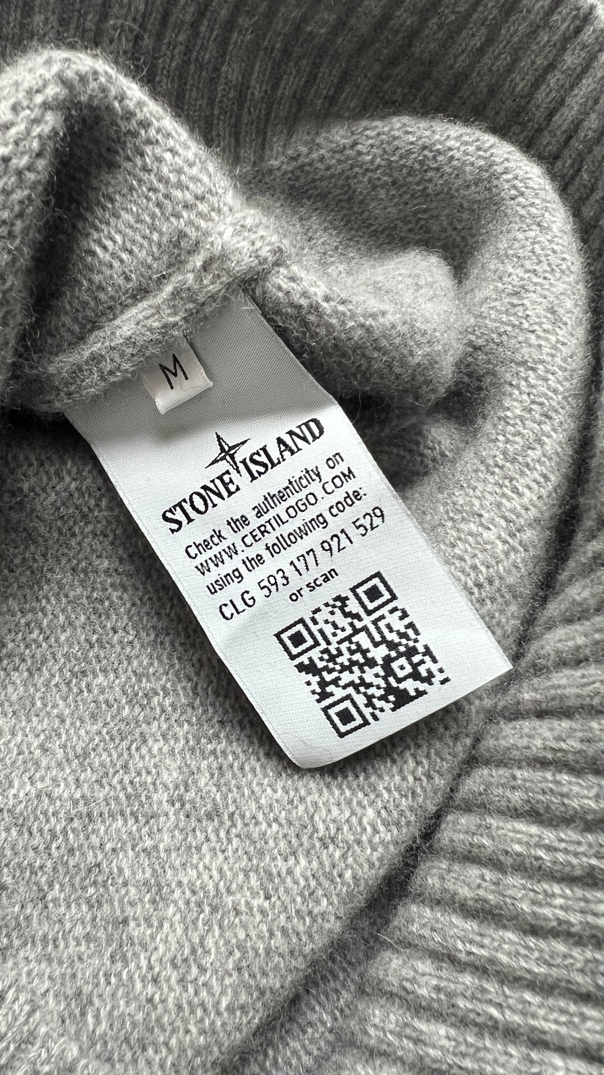 Pull Col Montant Stone Island, Gris, Taille M — photographie complémentaire 5
