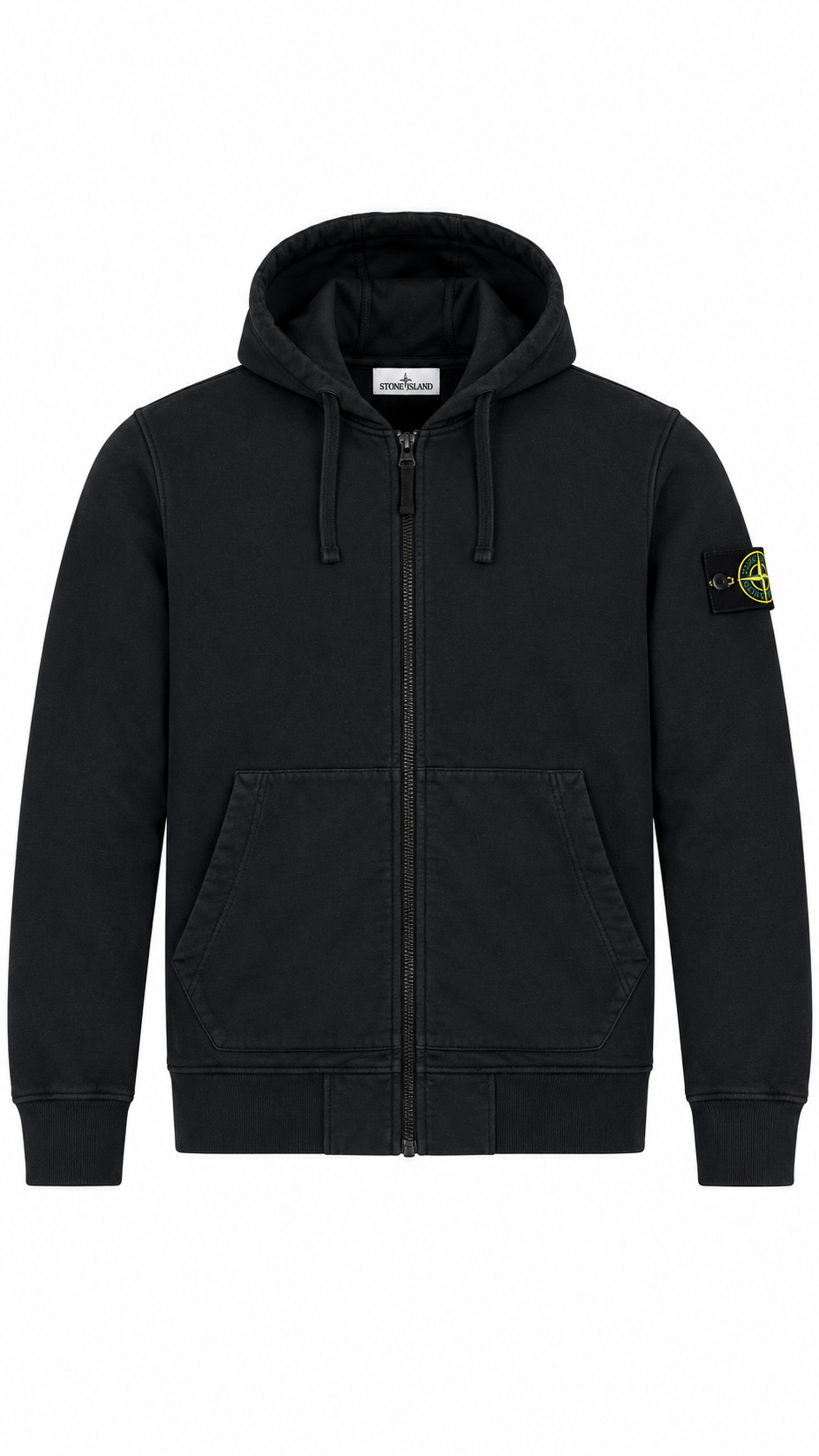 Sweat-shirt Hoodie Zippé Stone Island Noir Taille S – vue de face – NB08 Shop