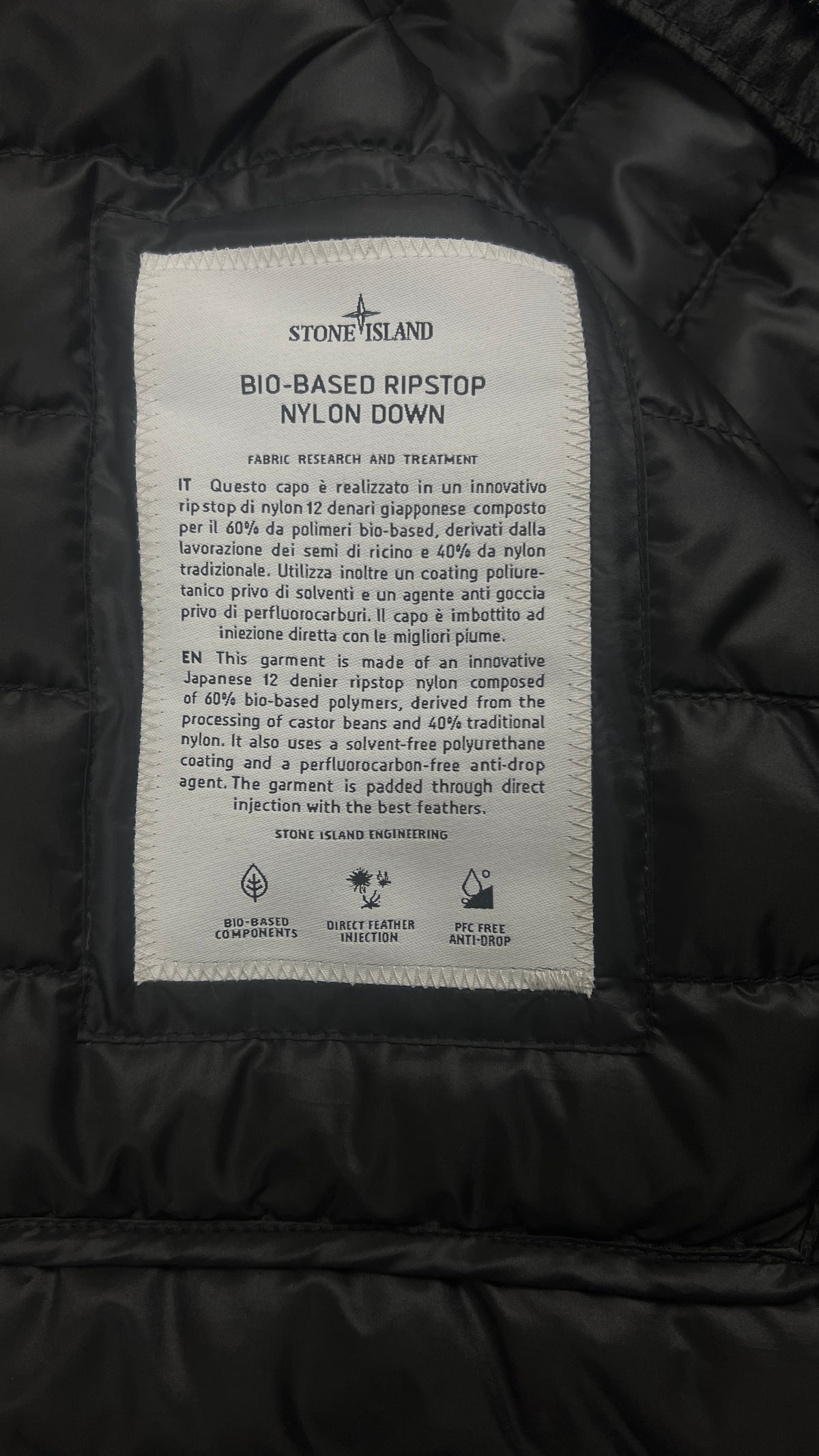 Doudoune à Capuche Stone Island Bio-Based Ripstop Nylon Down, Noir, Taille S — photographie complémentaire 5