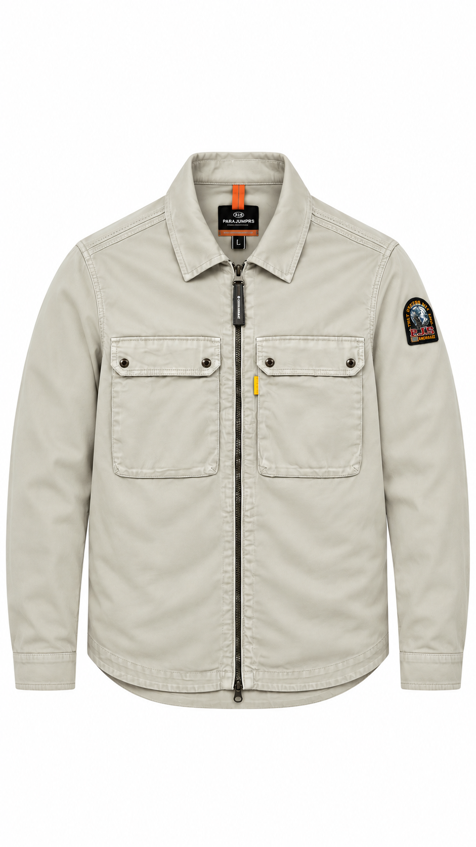 Surchemise Zippée Parajumpers à Poches Plaquées Beige Taille L – vue de face – NB08 Shop