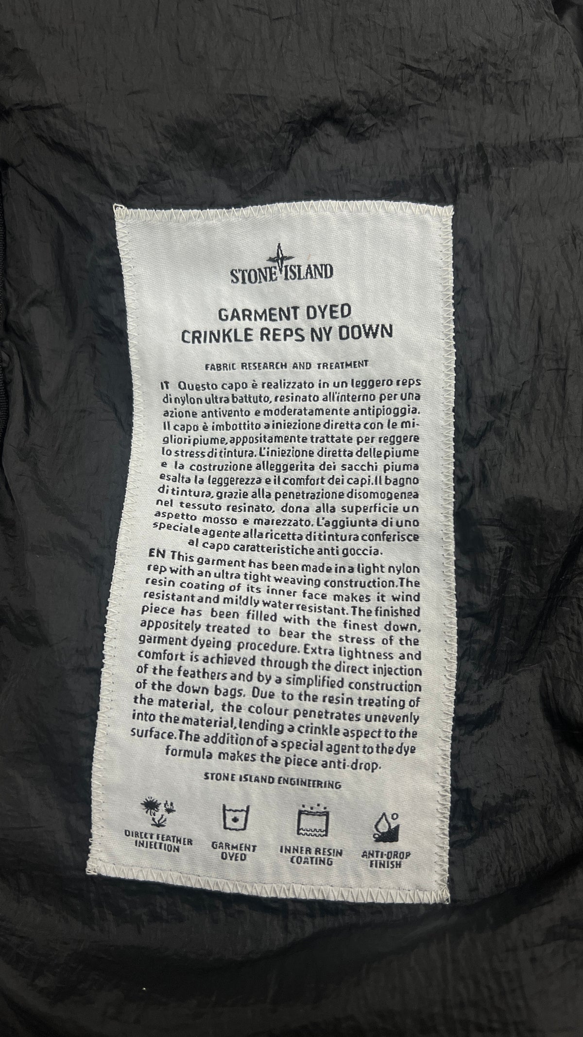 Daunenjacke mit Kapuze Stone Island Garment Dyed Crinkle Reps NY Down, Schwarz, Größe M — zusätzliches Foto 4