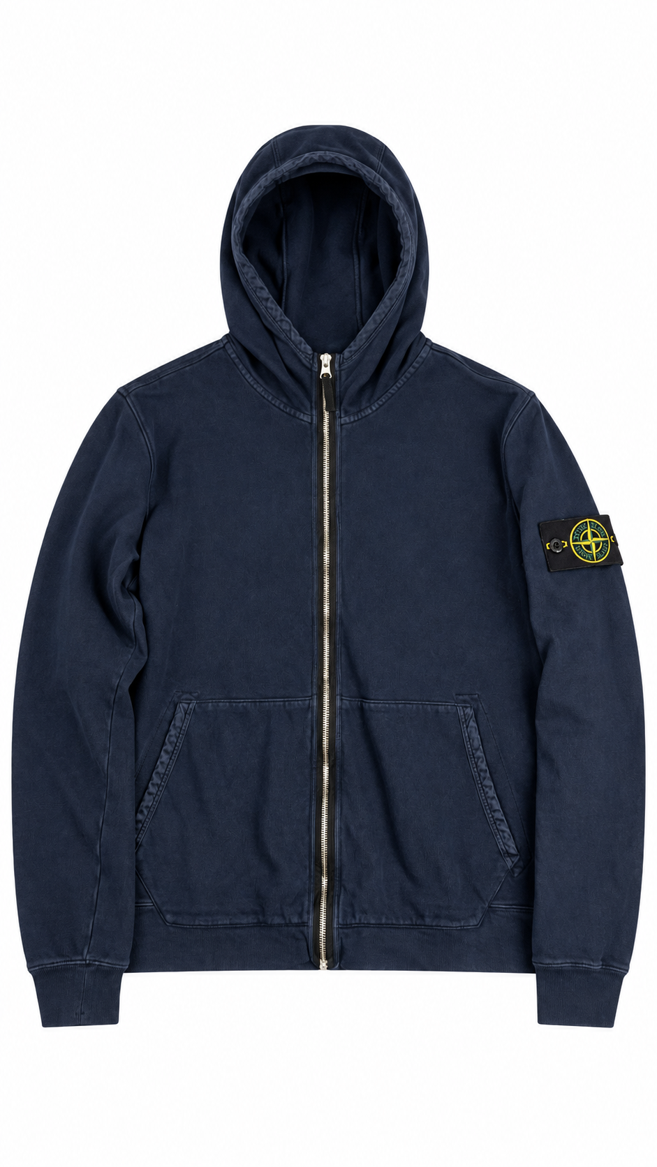 Felpa con cappuccio e zip Stone Island Cotton Fleece, Blu navy, Taglia L — foto principale