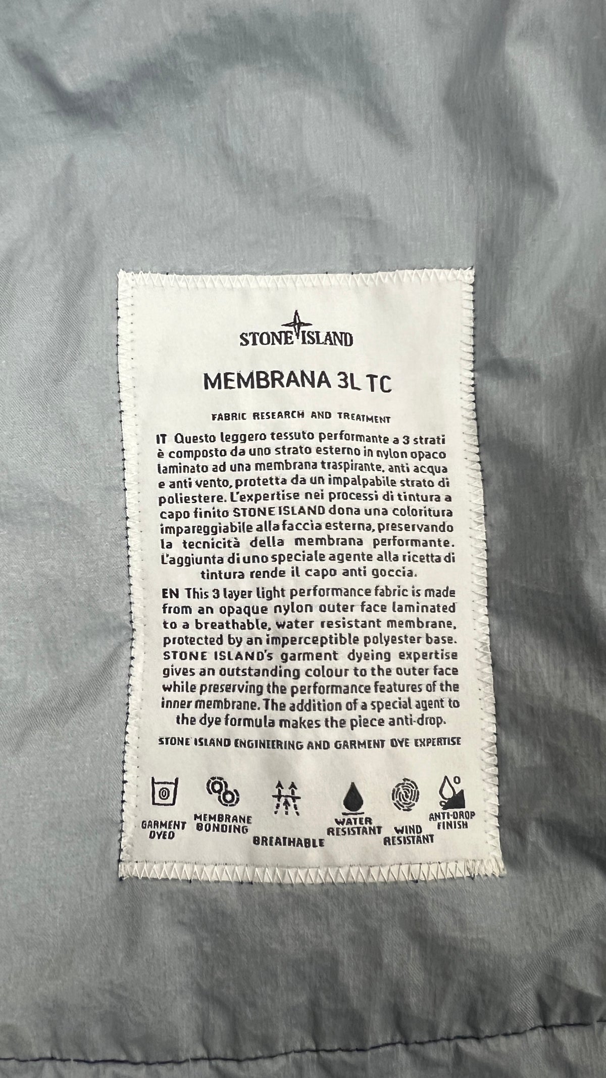 Stone Island Membrana 3L TC Jacket - Blue - Size M