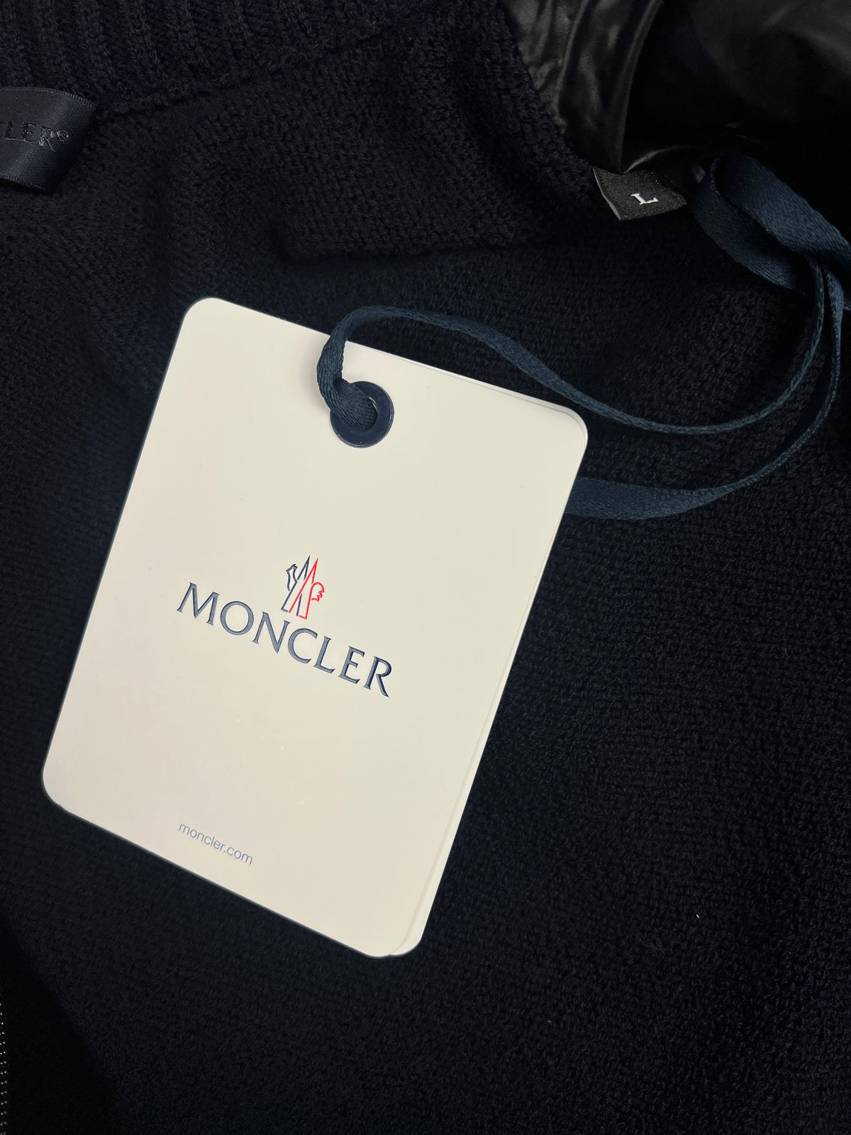 Cardigan Zippé à Capuche Moncler Grenoble Hybride, Marine, Taille L, Neuf — photographie complémentaire 5
